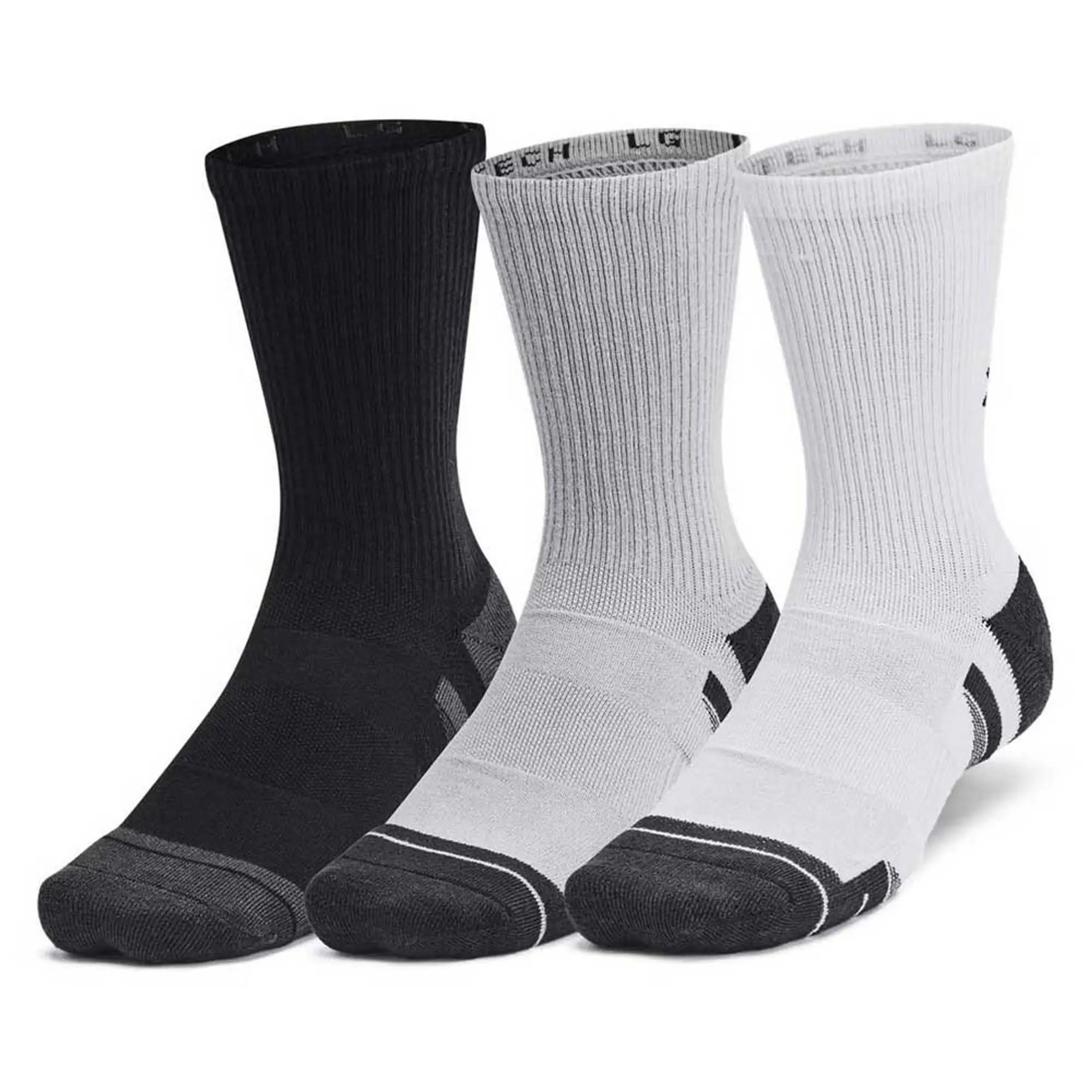 Unisex  Under Armour  Performance Tech 6-Pack Crew Socks Mod Gray / Mod Gray / Jet Gray L