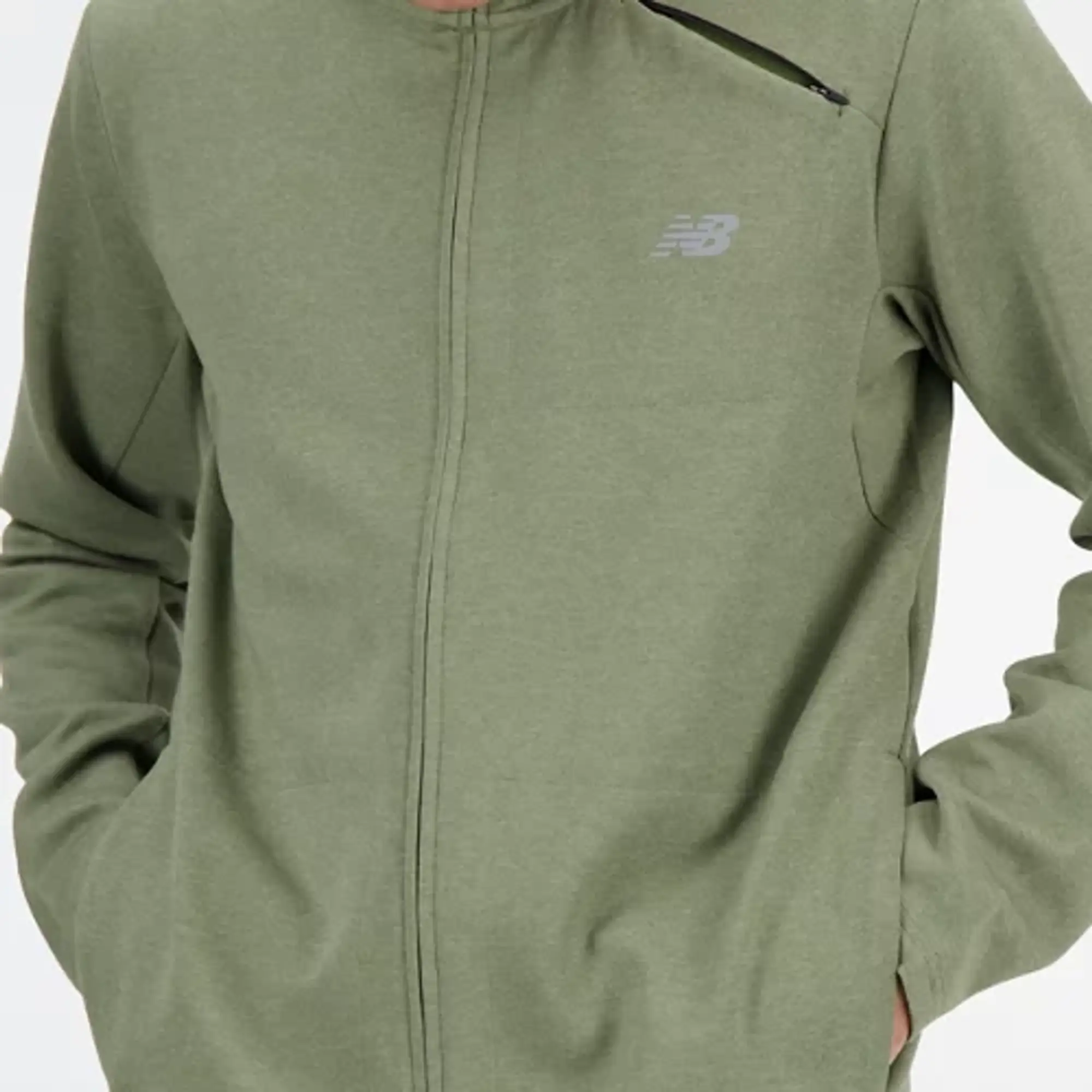 New Balance Men's Tech Knit Full Zip in Green Poly Knit