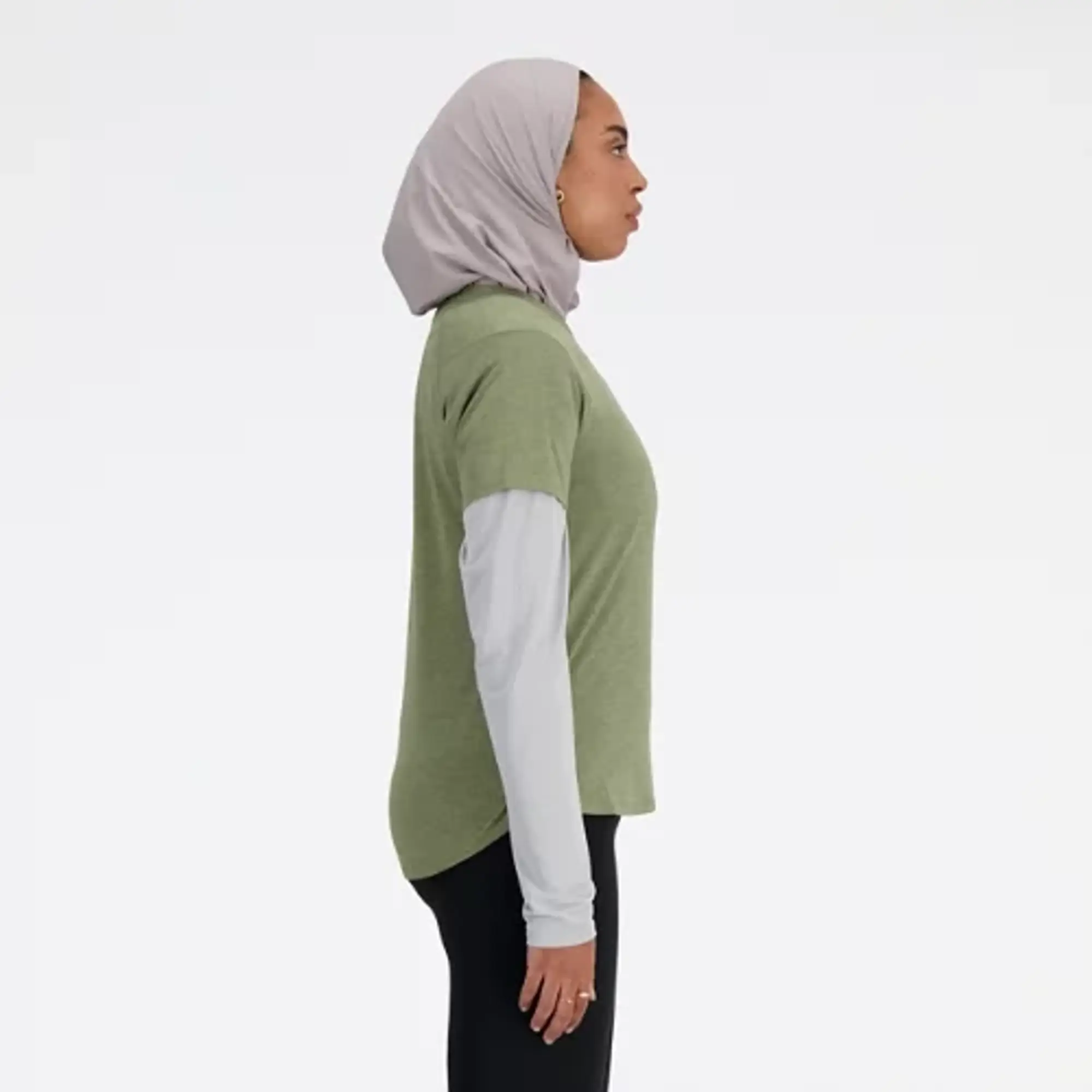 New Balance Women's Athletics T-Shirt in Green Poly Knit