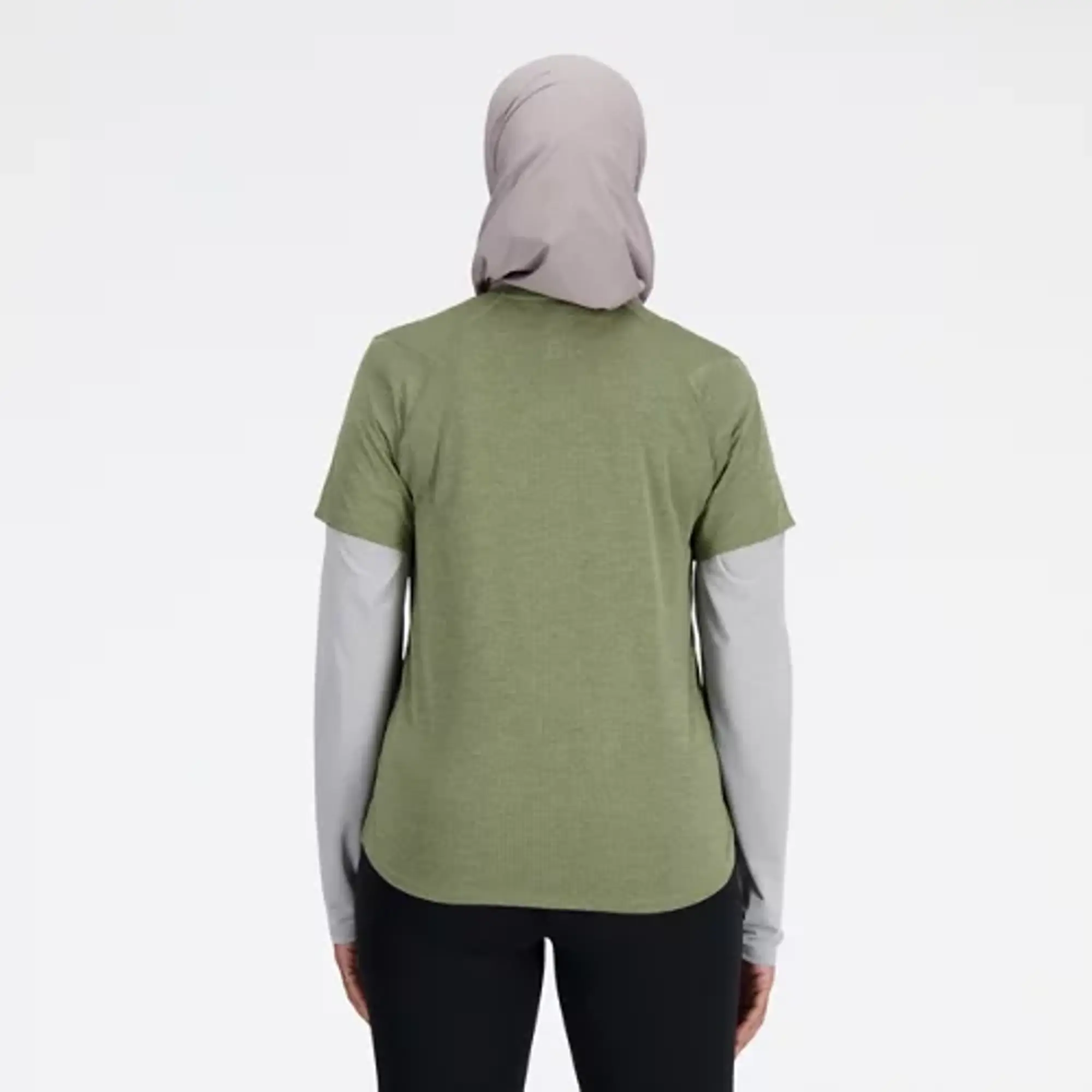 New Balance Women's Athletics T-Shirt in Green Poly Knit