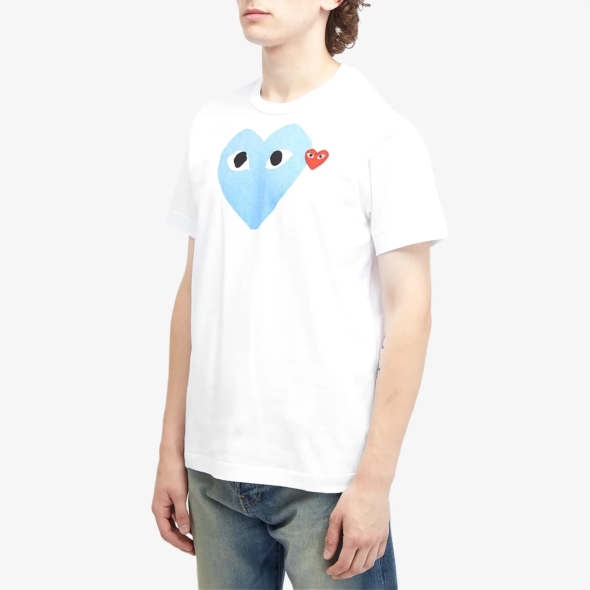 Comme des Garçons Play Men's Colour Heart T-Shirt White/Red/Blue
