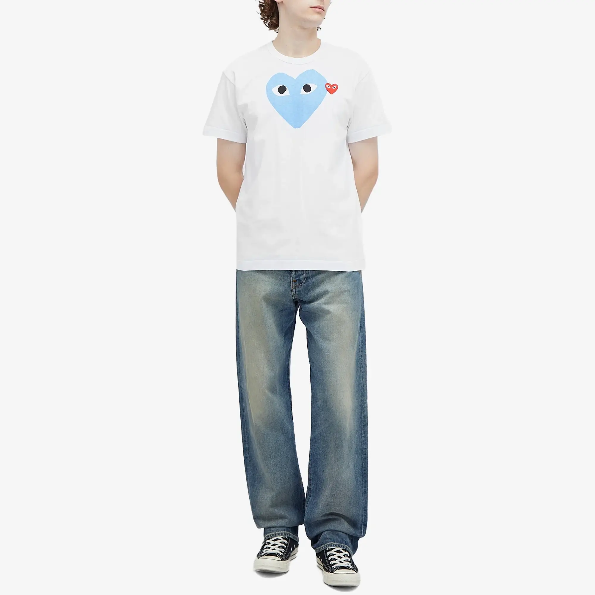 Comme des Garçons Play Men's Colour Heart T-Shirt White/Red/Blue