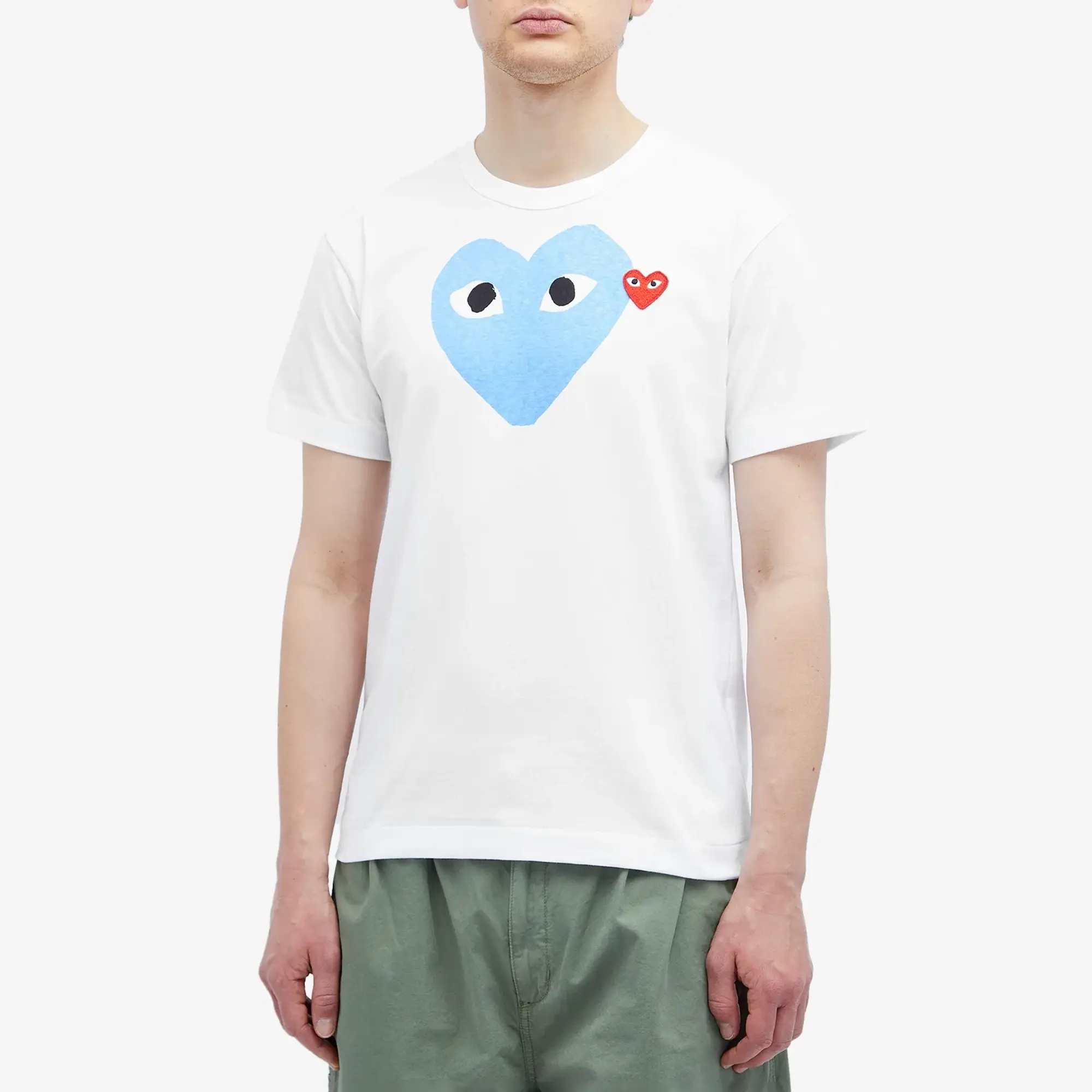 Comme des Garçons Play Men's Colour Heart T-Shirt White/Red/Blue