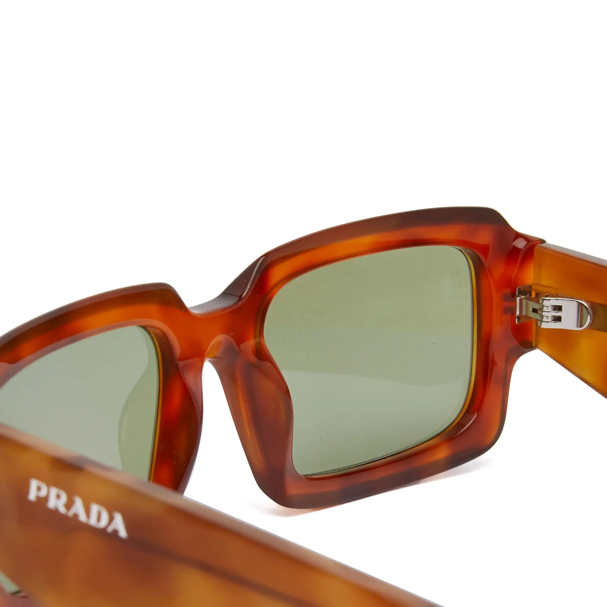 Prada Eyewear Men's 27ZS Sunglasses Cognac Tortoise/Green
