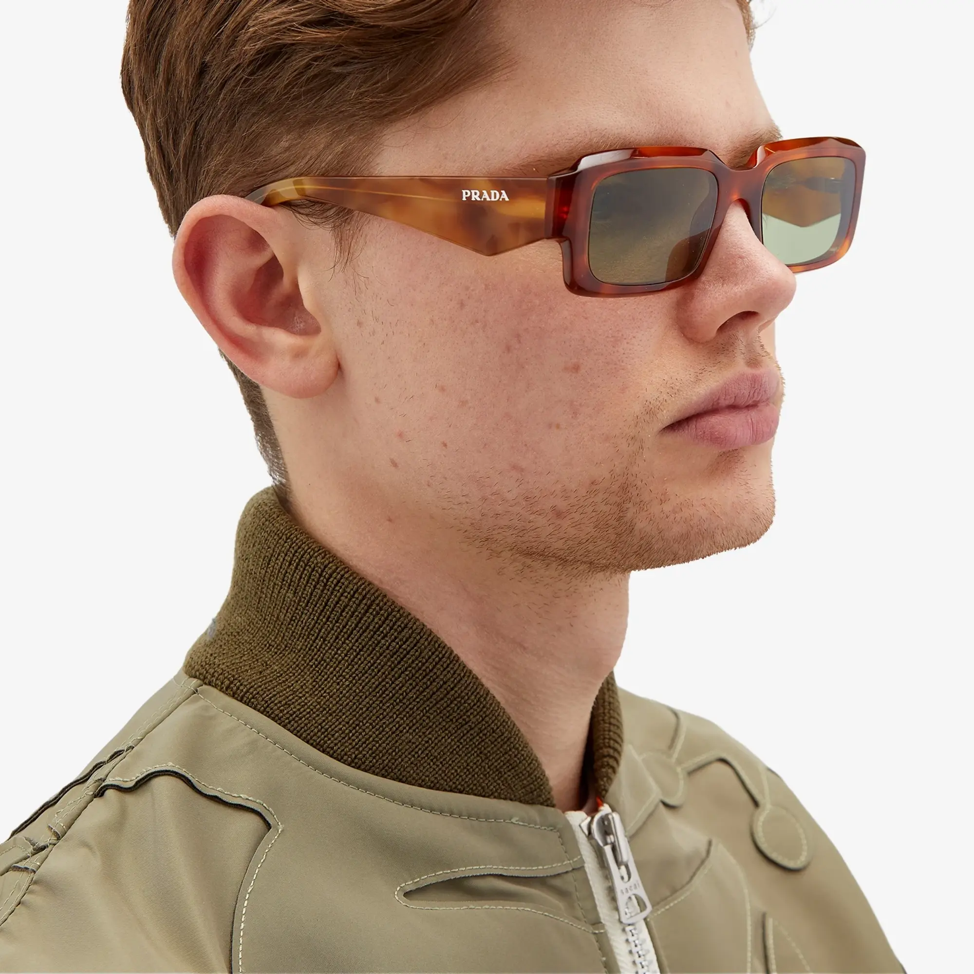 Prada Eyewear Men's 27ZS Sunglasses Cognac Tortoise/Green