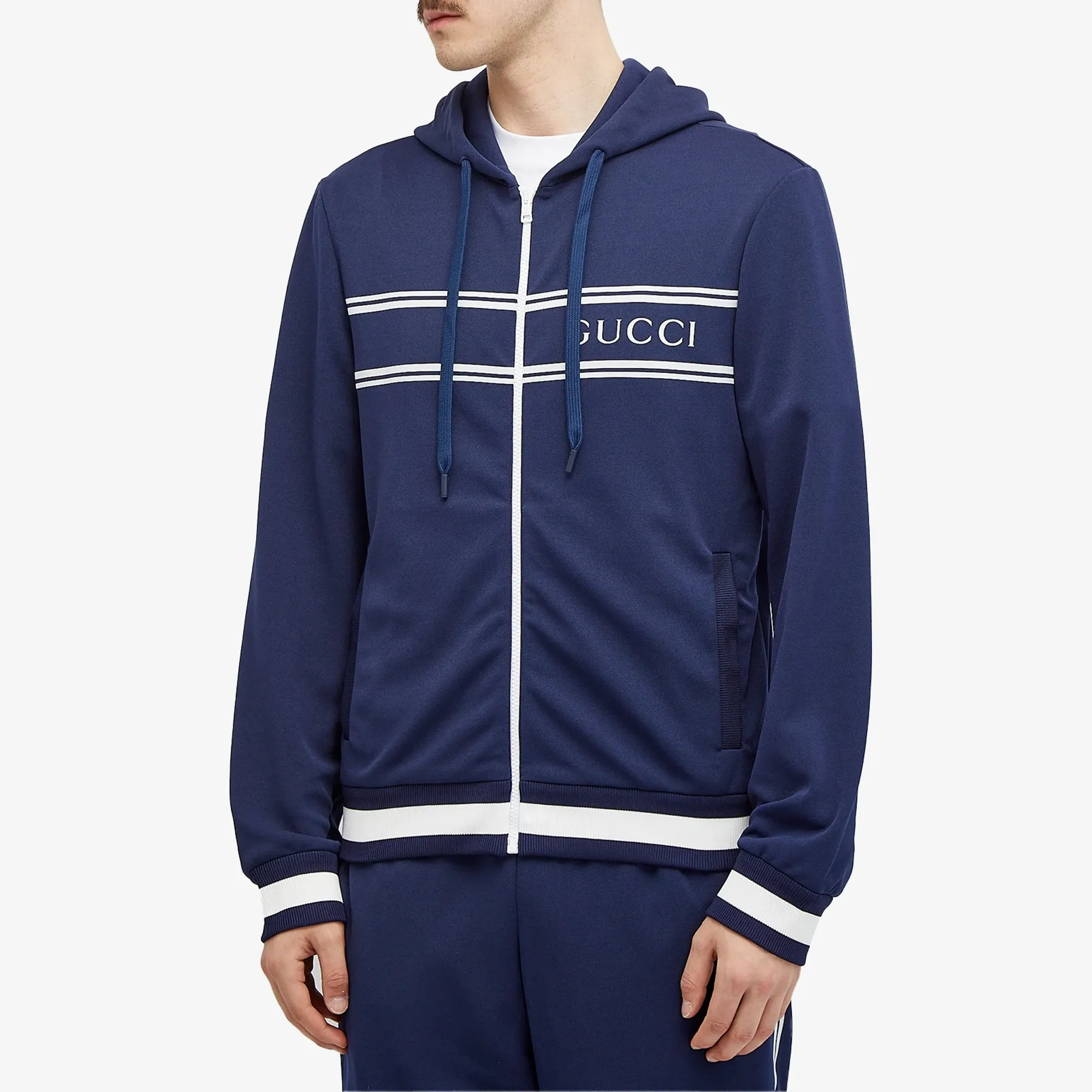 Gucci Men's Logo Zip Hoodie Navy | 787939-XJGJ5-1010 | FOOTY.COM
