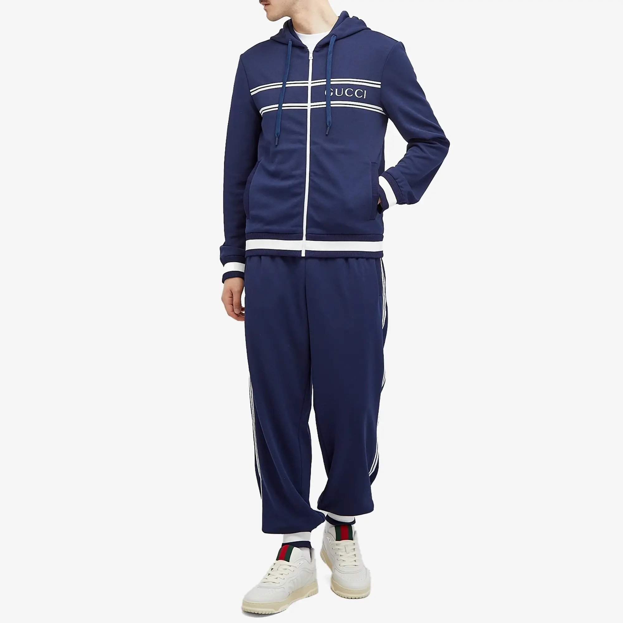 Gucci Men's Logo Zip Hoodie Navy
