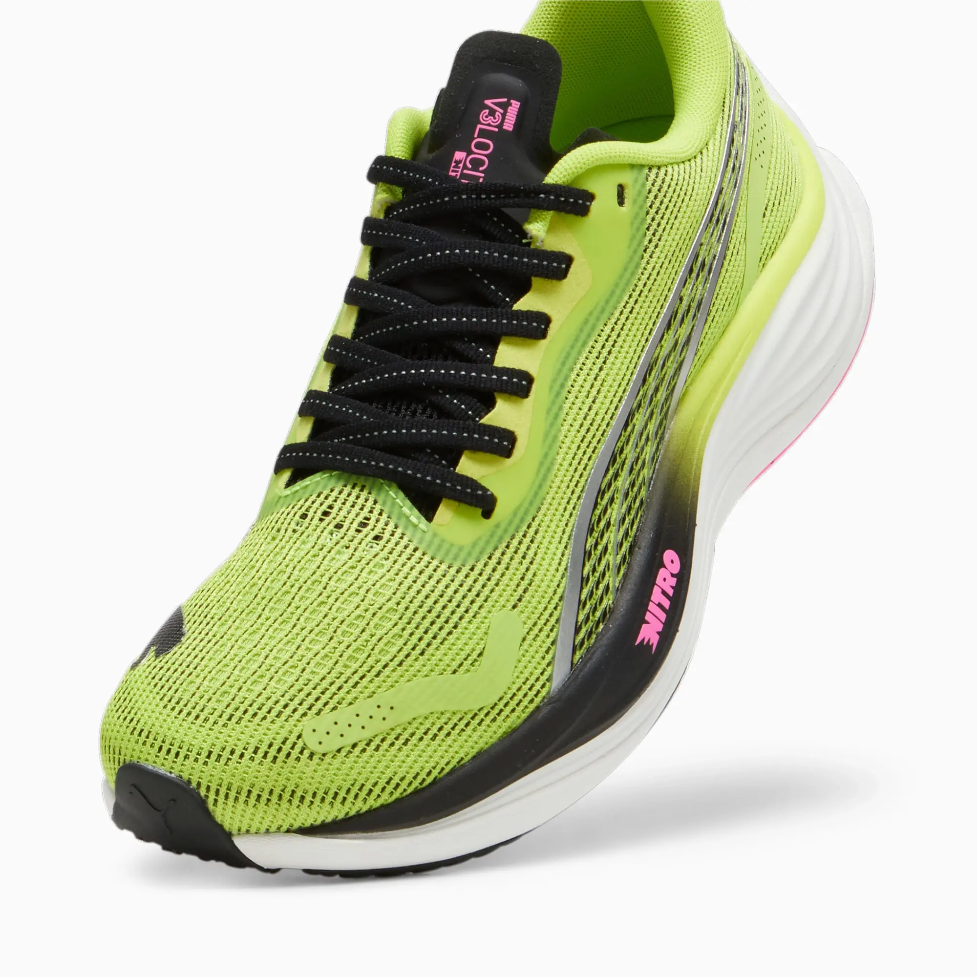 PUMA Velocity Nitroâ¢ 3 Women's Running Shoes, Lime Pow/Black/Poison Pink