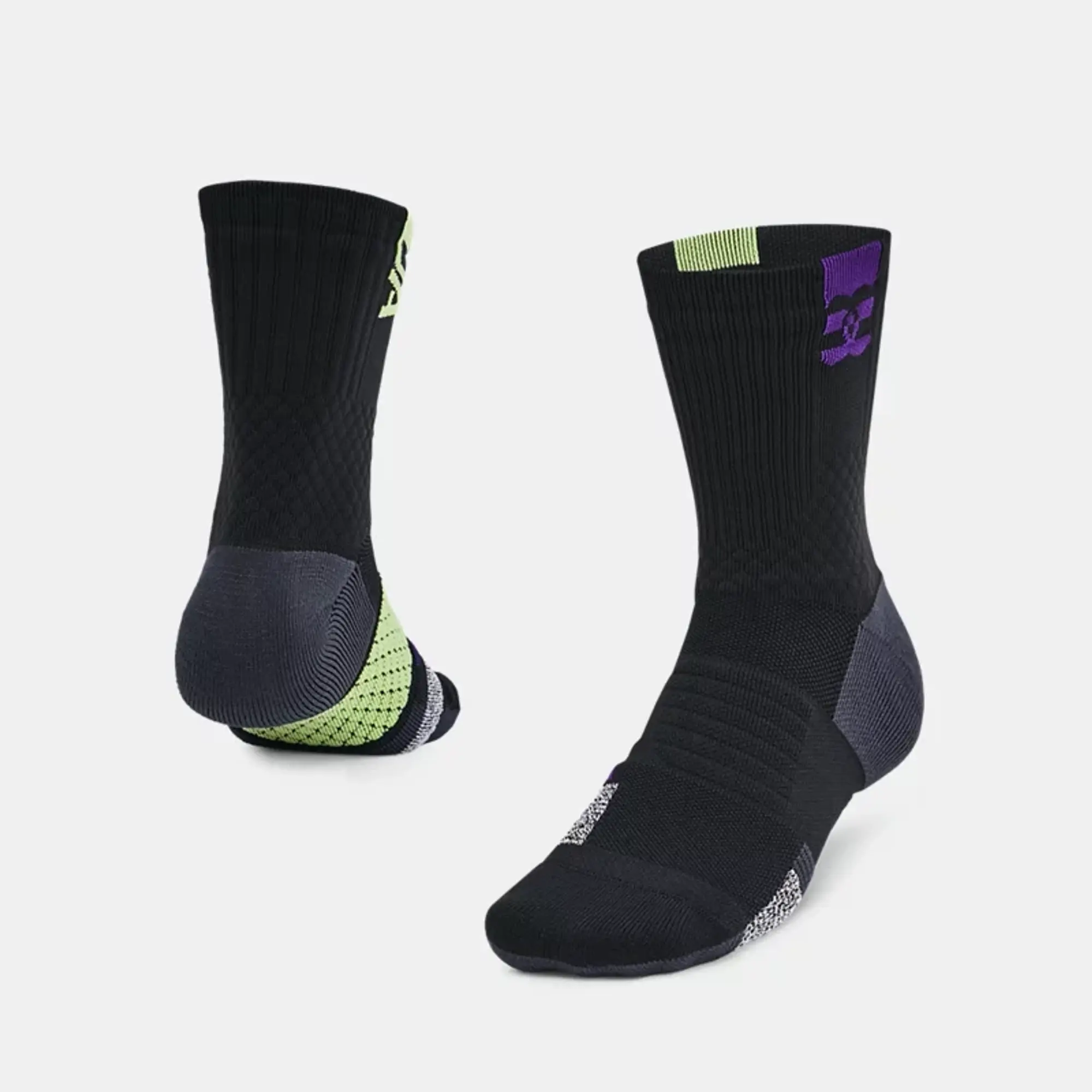 Unisex  Under Armour  ArmourDry™ Playmaker Mid-Crew Socks Black / Anthracite / Purple L