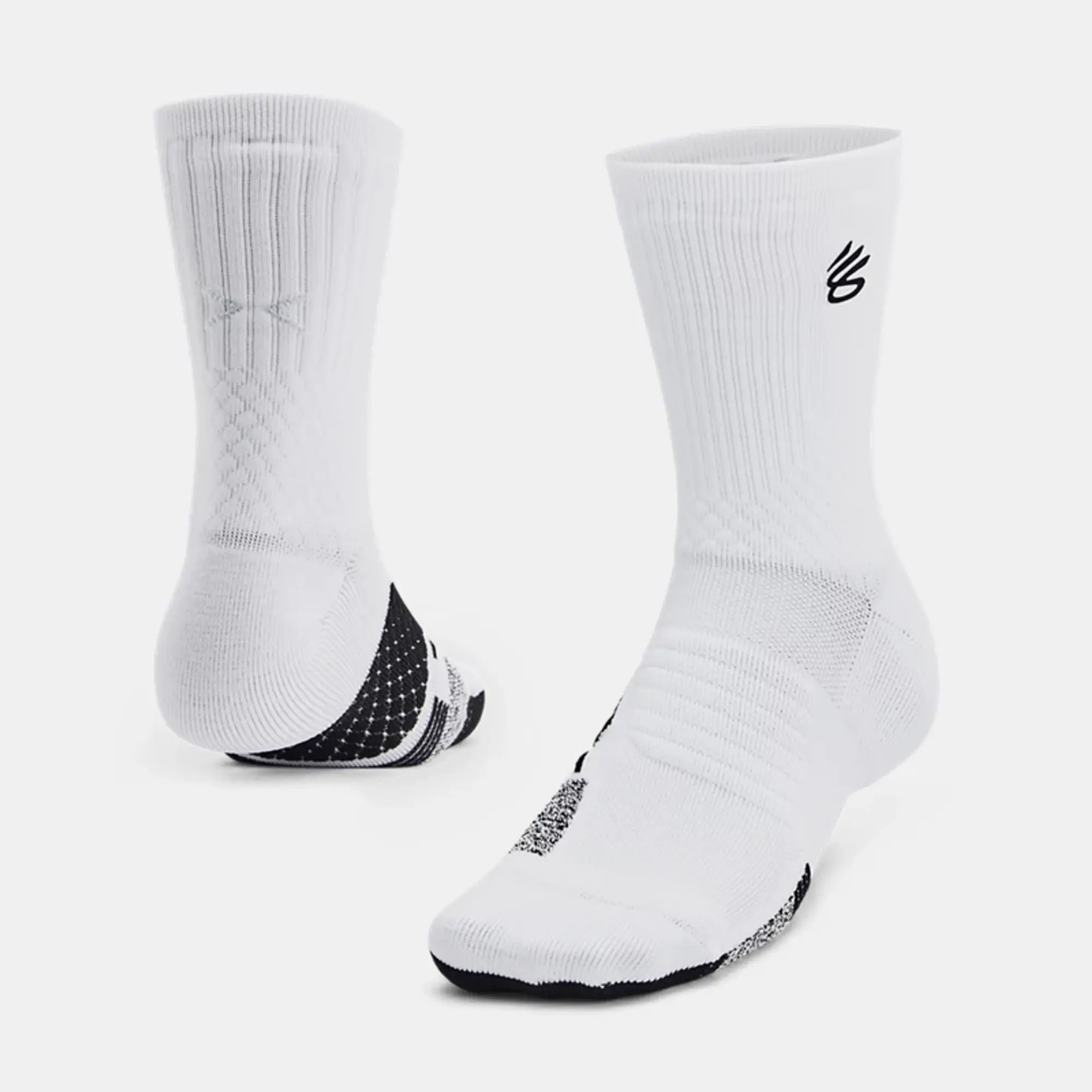 Under Armour Unisex Curry ArmourDry™ Playmaker Mid-Crew Socks White / Black / Black L