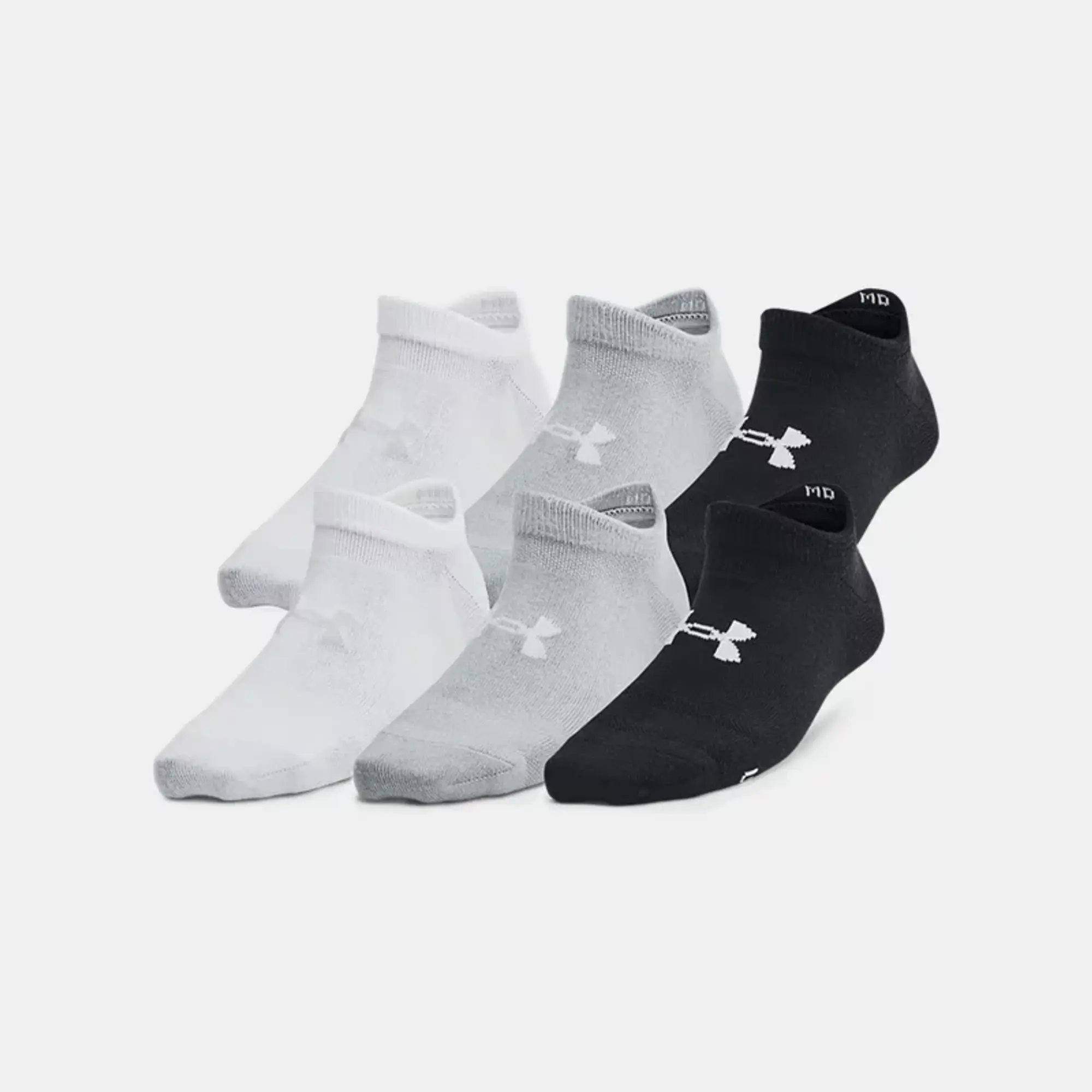 Kids'  Under Armour  Essential 6-Pack No- Show Socks Black / Black / Halo Gray M