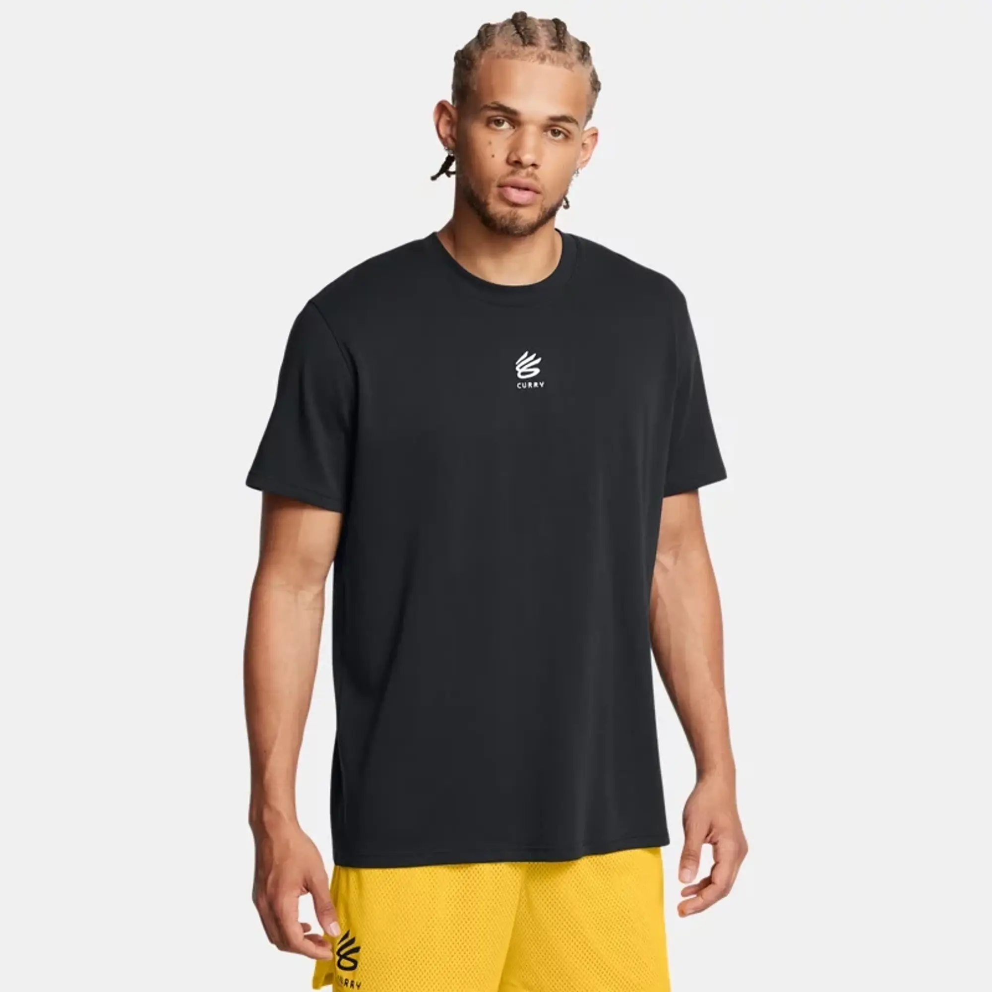 Under Armour Men's Curry Logo Heavyweight T-Shirt Black / White XXL