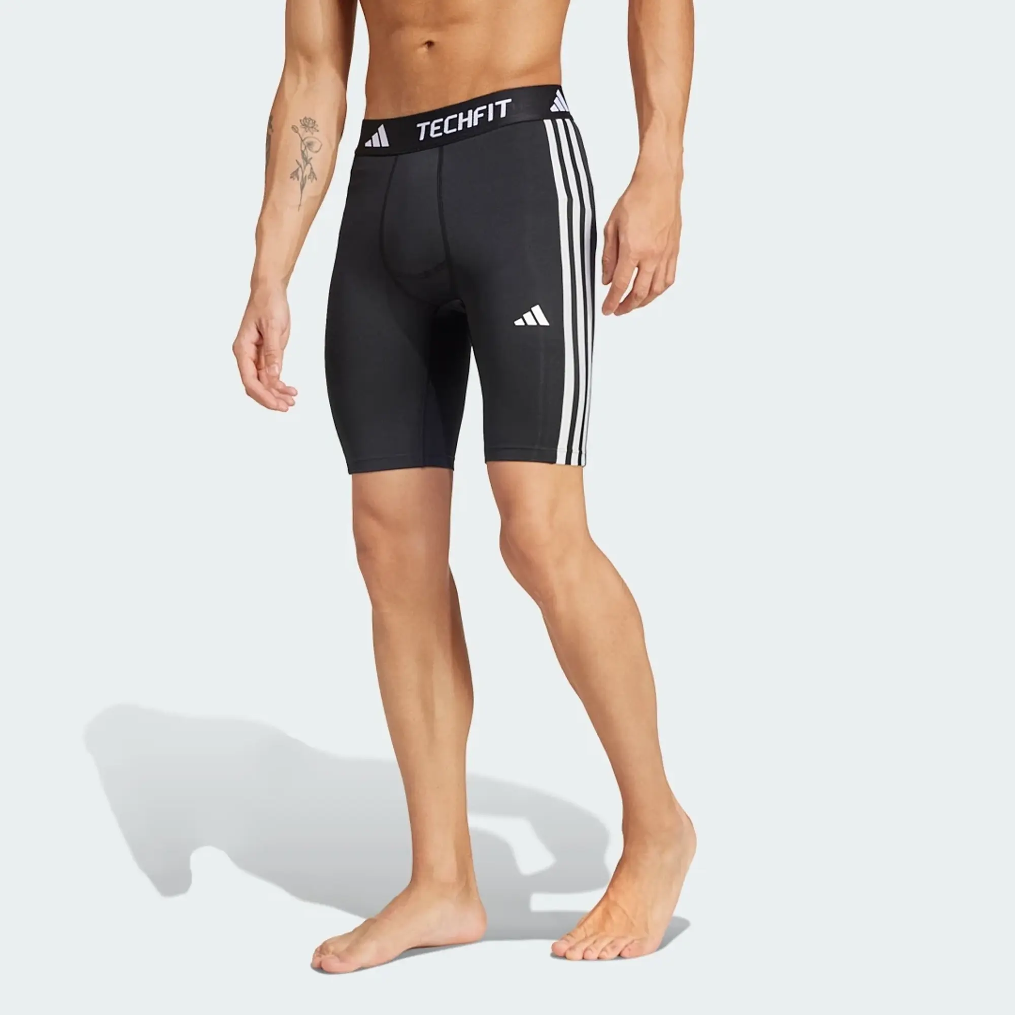 adidas Men TECHFIT Compression Training 3 Stripes Short Tigh