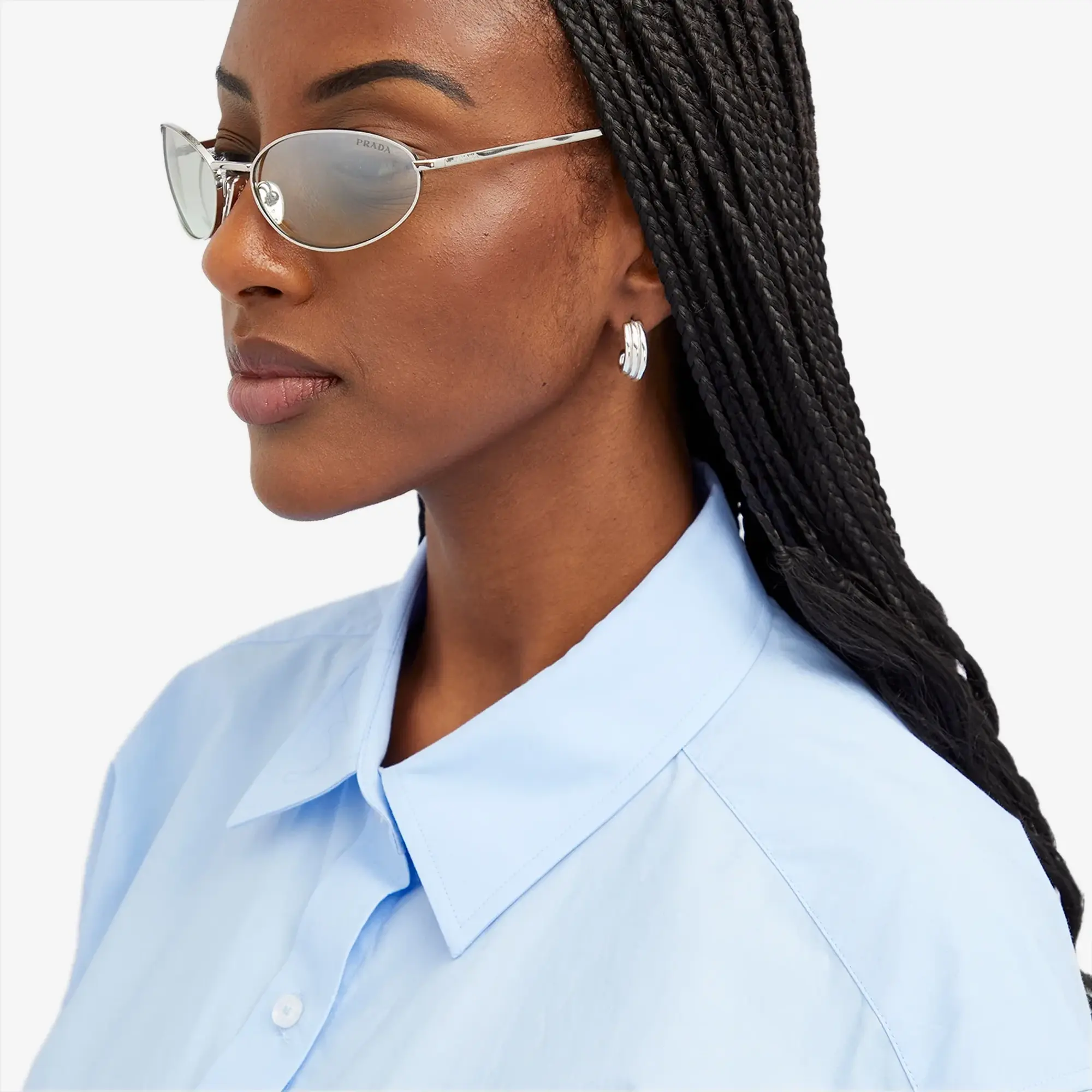 Prada Eyewear Women's A59S Sunglasses Silver/Light Green Silver Gradient
