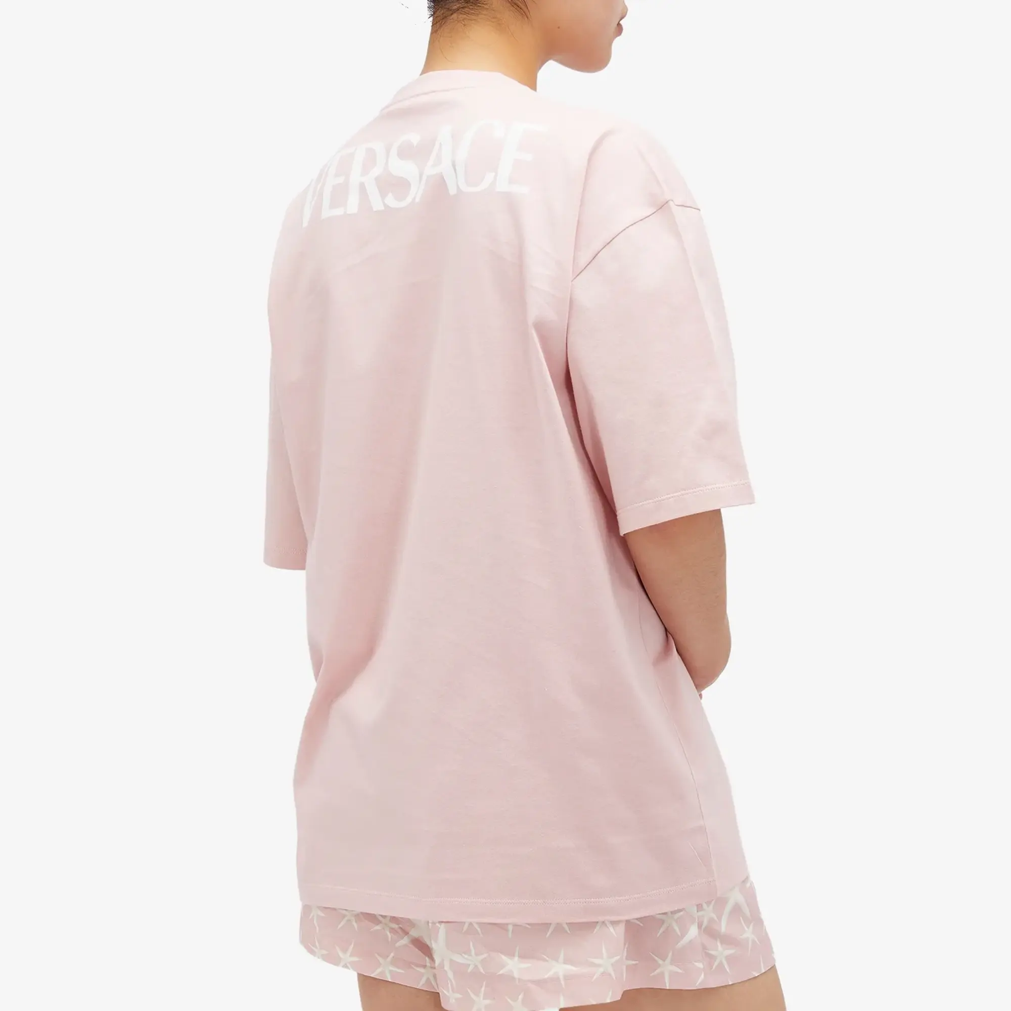 Versace Women's Logo Print T-Shirt Dusty Rose/Multicolor