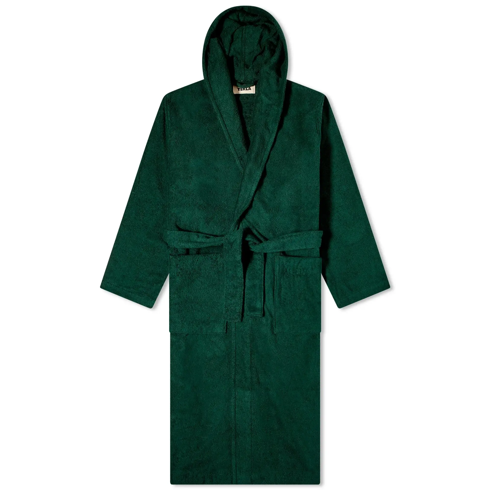 Tekla Fabrics Terry Hooded Bathrobe Forest Green