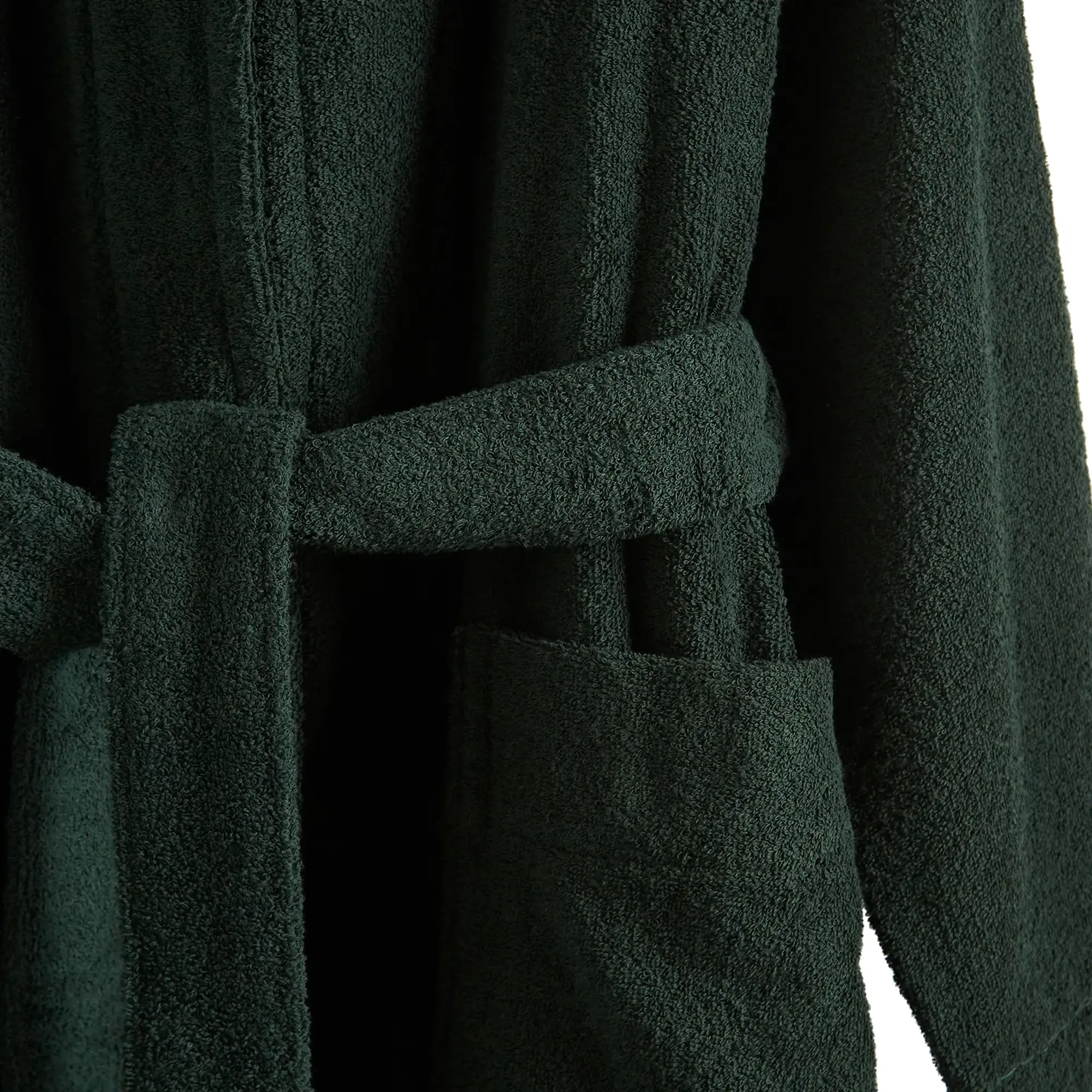 Tekla Fabrics Terry Hooded Bathrobe Forest Green