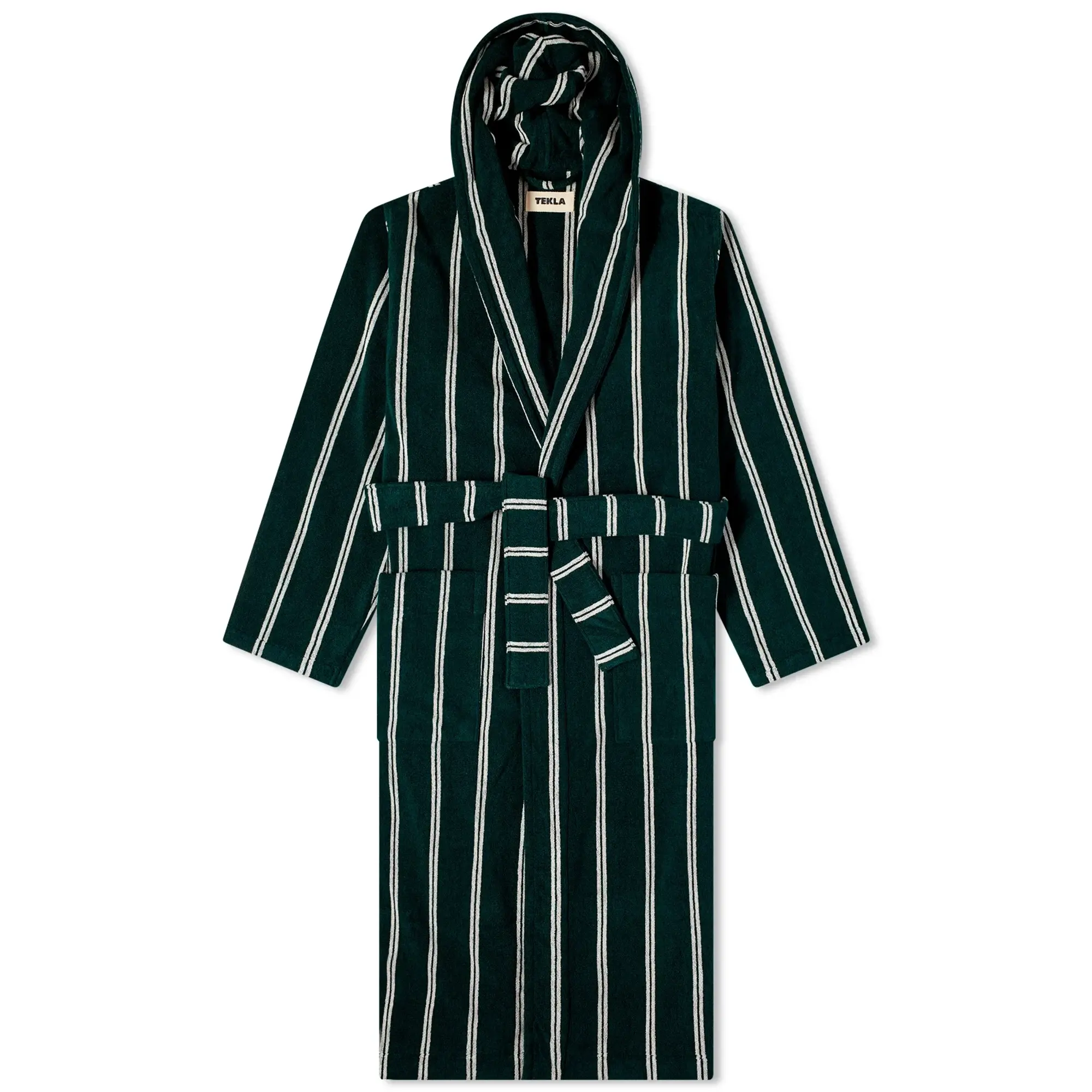 Tekla Fabrics Terry Hooded Bathrobe Forest Green
