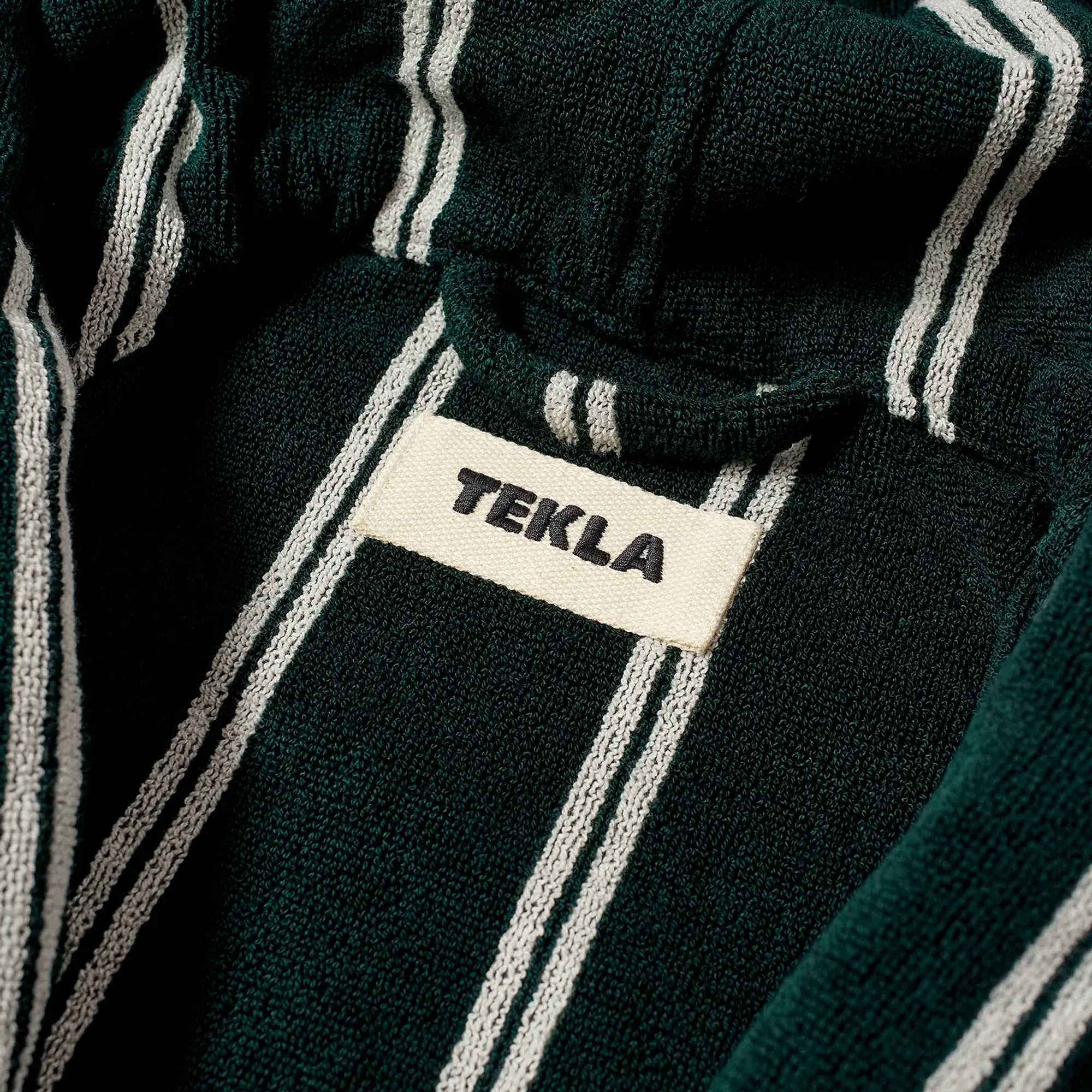 Tekla Fabrics Terry Hooded Bathrobe Forest Green