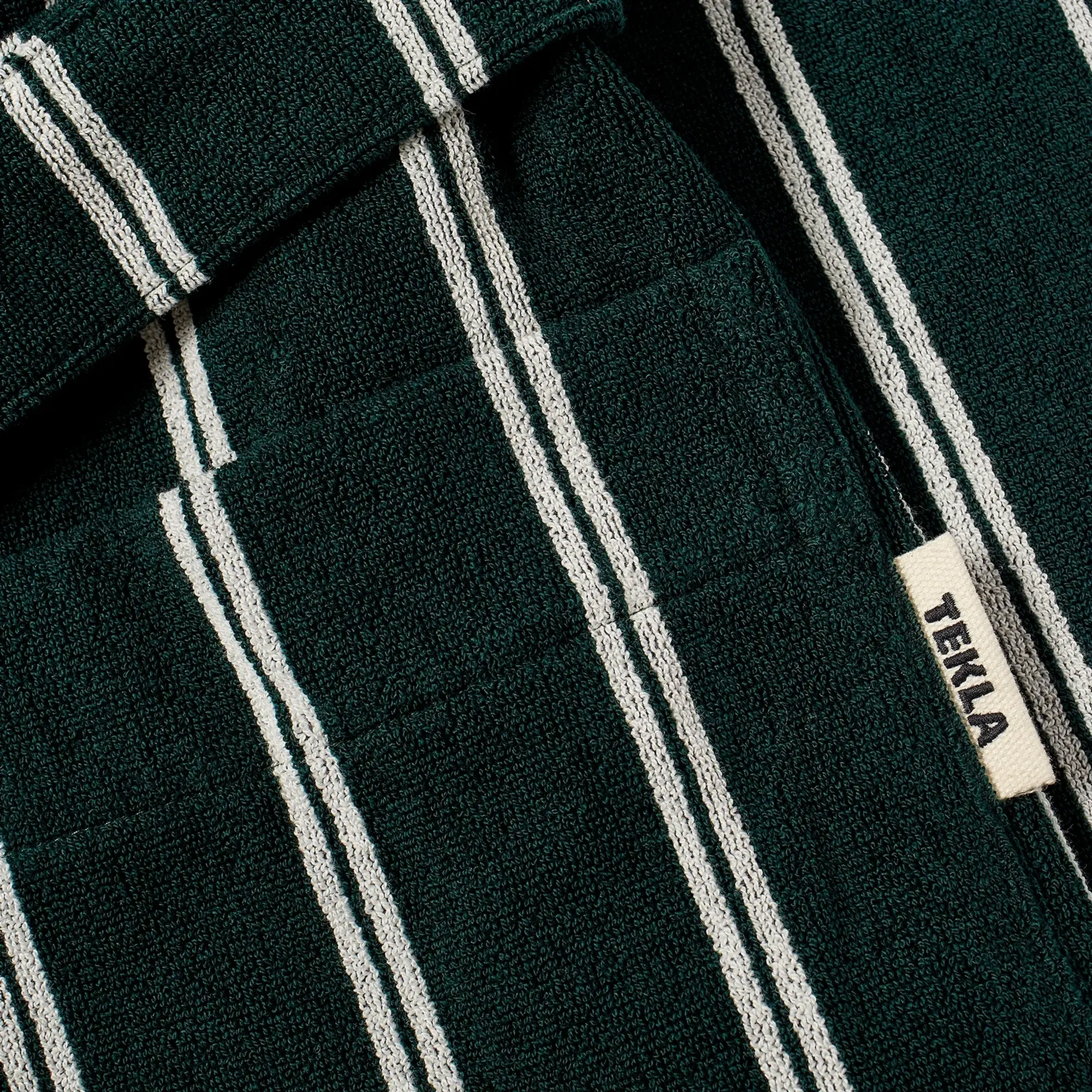 Tekla Fabrics Terry Hooded Bathrobe Forest Green