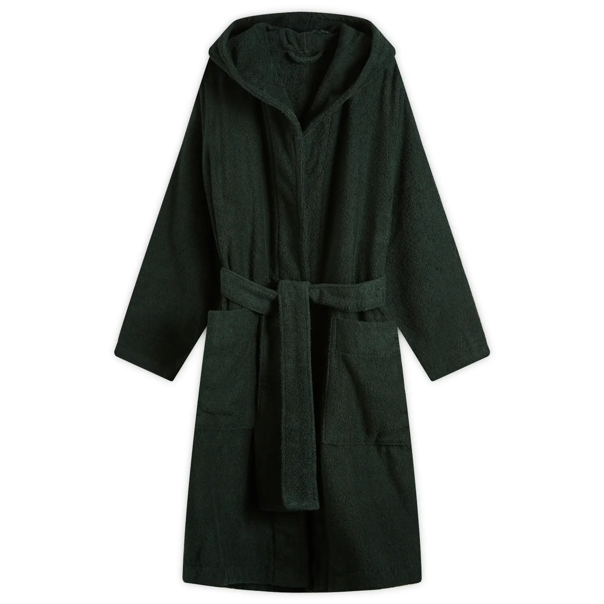 Tekla Fabrics Terry Hooded Bathrobe Forest Green