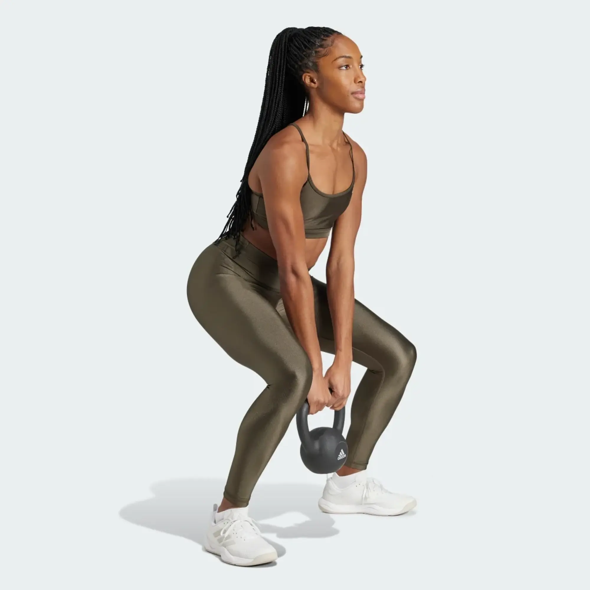 adidas Women's Optime Essentials Shine 7/8 Leggings - Shadow Olive - L - Green - Size: Large