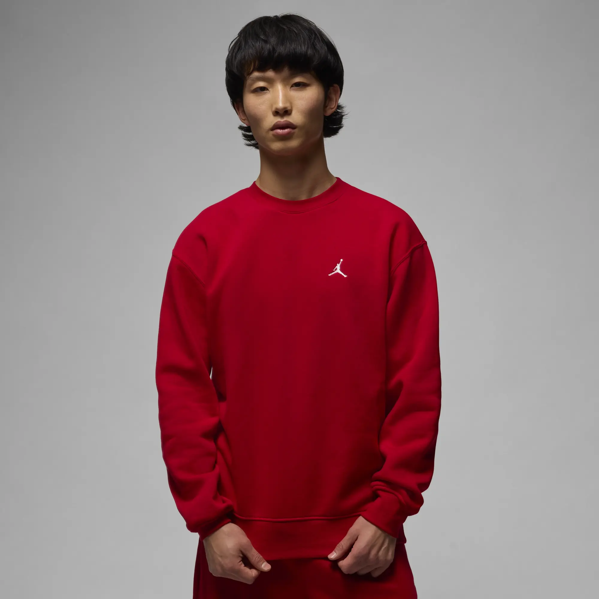 Nike Jordan Brooklyn Fleece Men's Crew-Neck Sweatshirt - Red - Fleece