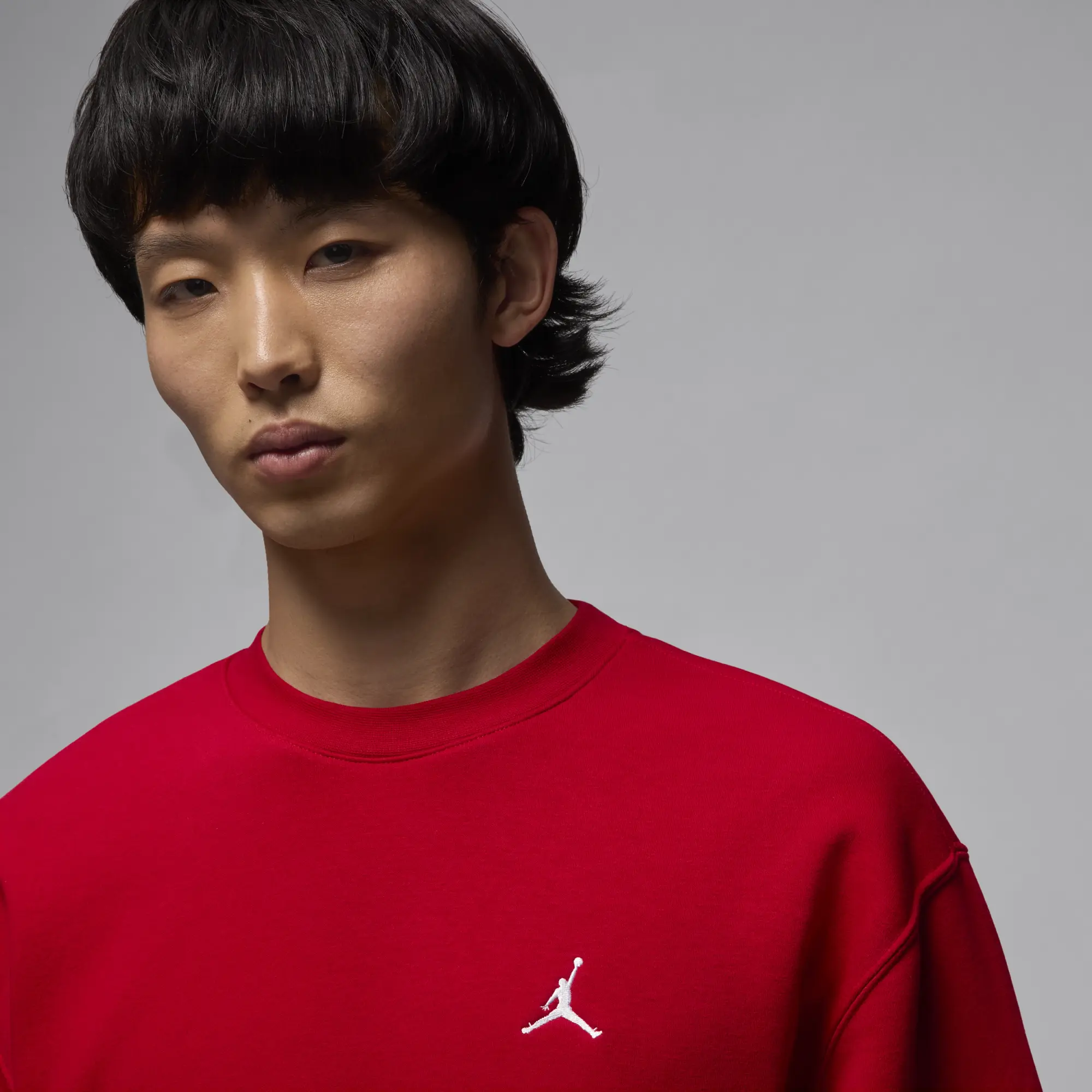 Nike Jordan Brooklyn Fleece Men's Crew-Neck Sweatshirt - Red - Fleece