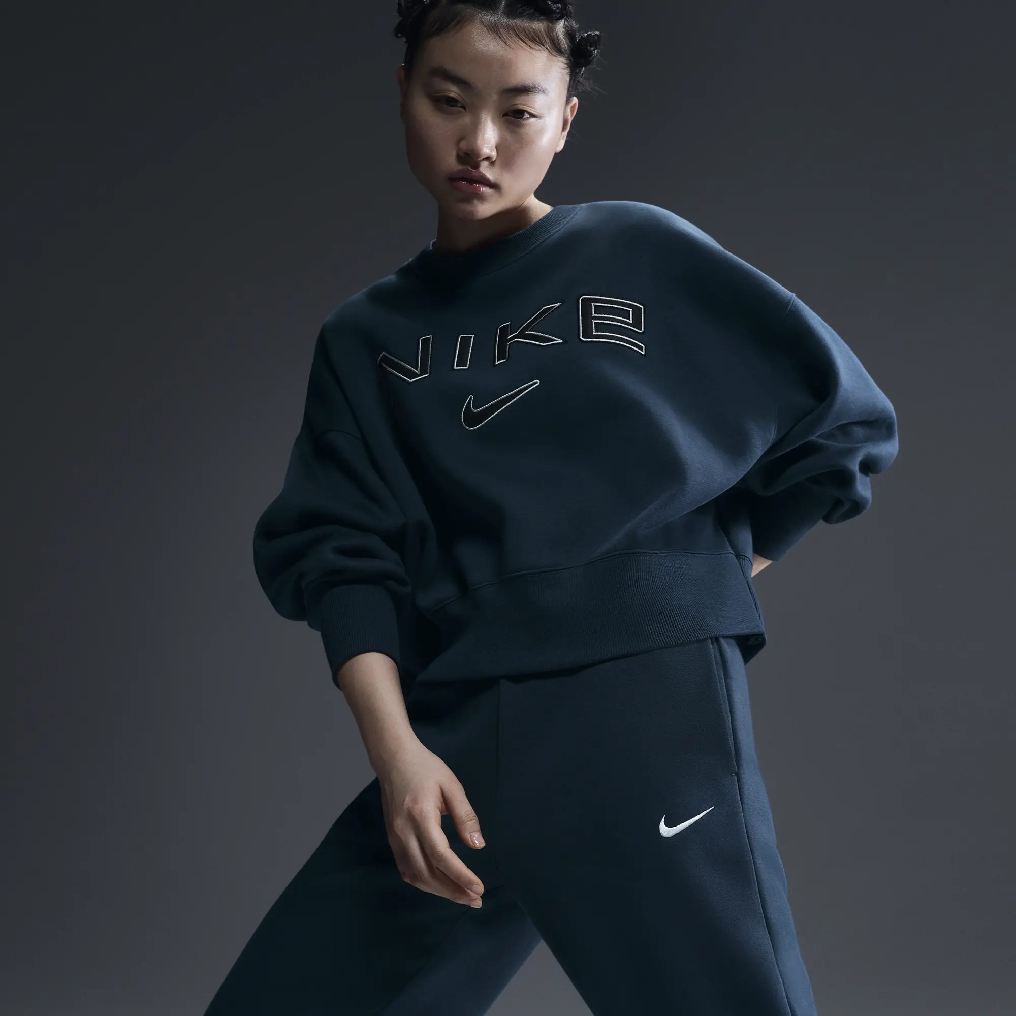 Nike Sportswear Phoenix Fleece Women's Over-Oversized Crew-Neck Logo Sweatshirt - Blue - Fleece > Phoenix Fleece