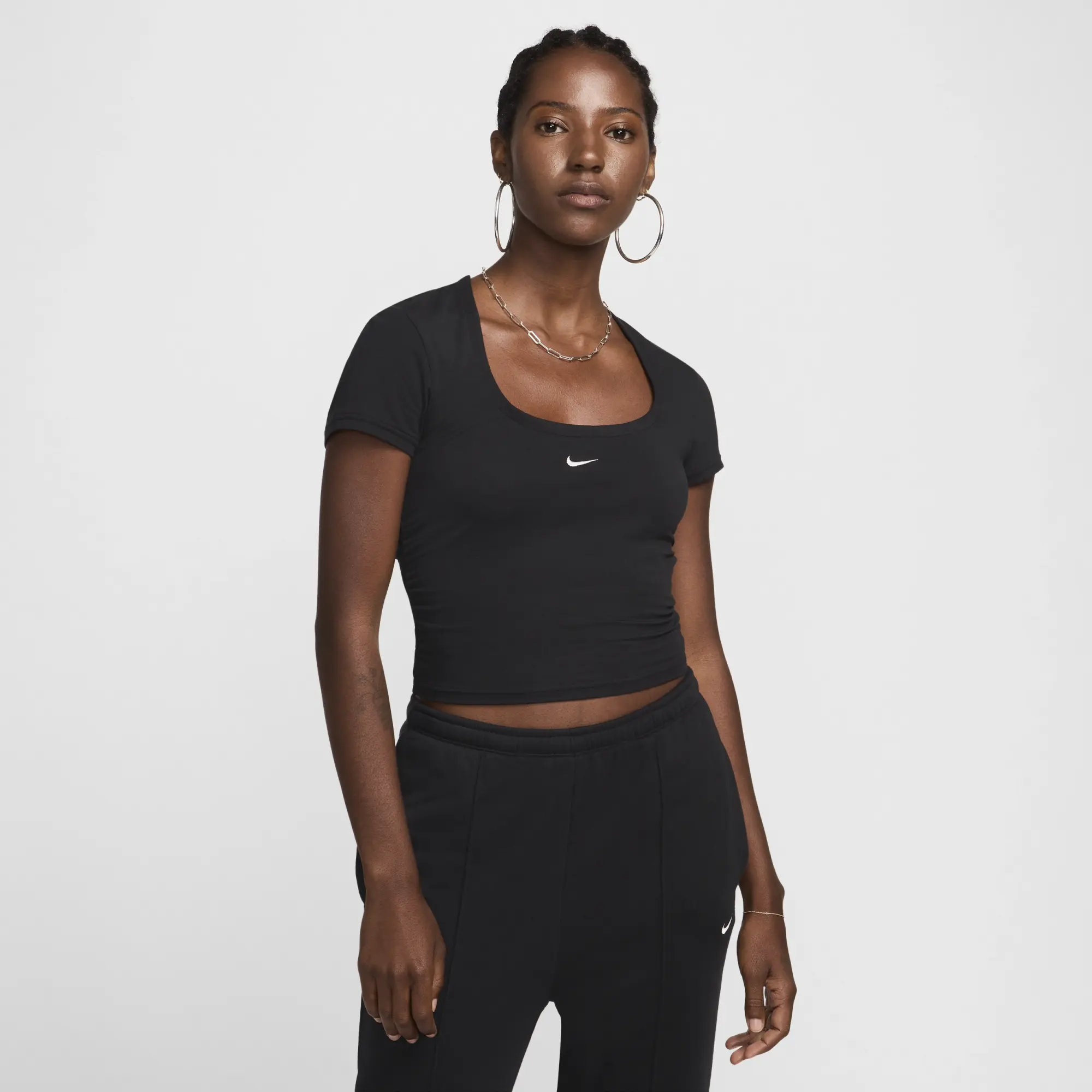 Nike Sportswear Chill Knit Women's Short-Sleeve Square-Neck Top - Black