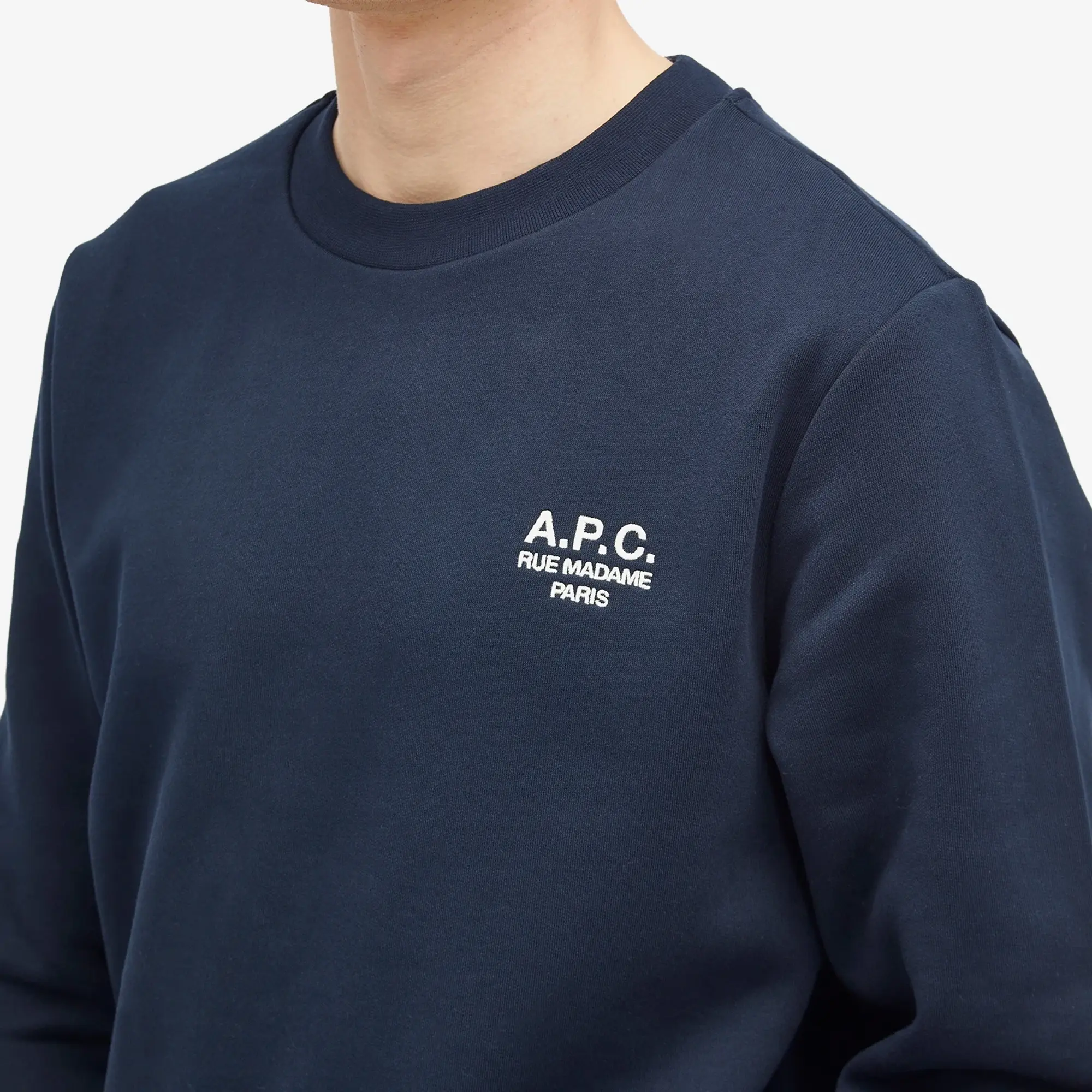 A.P.C. Men's Rue Madame Logo Crew Sweat Dark Navy/Ecru