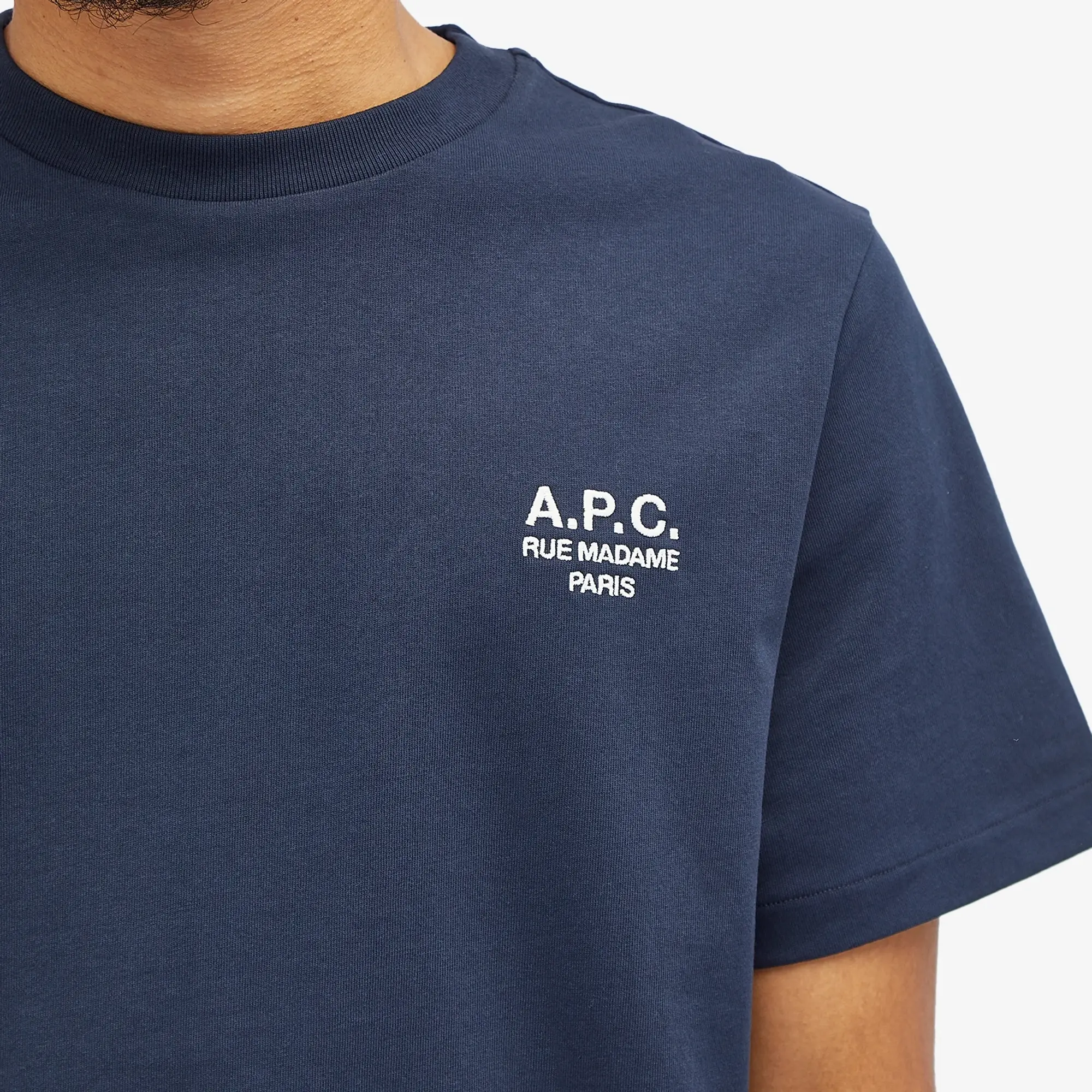 A.P.C. Men's Rue Madame Logo T-Shirt Dark Navy/Ecru