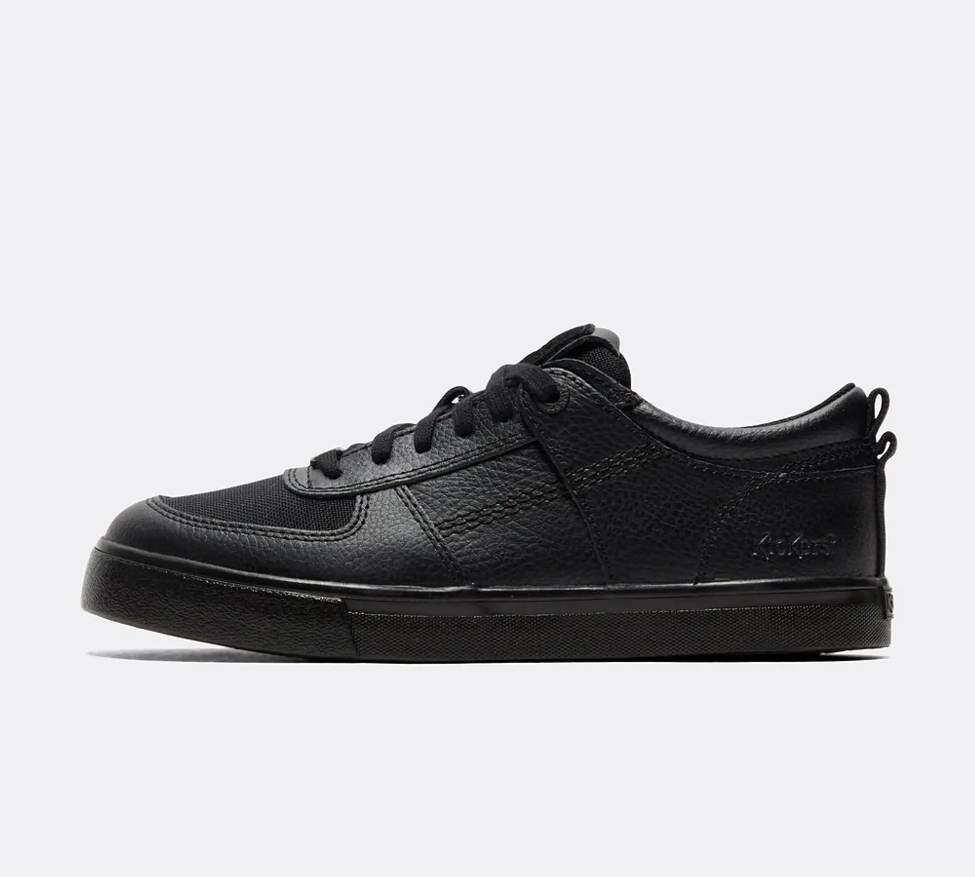 Kickers Junior Tovni Lo Mix Mesh Leather Shoe - Black - Size 6 - Black