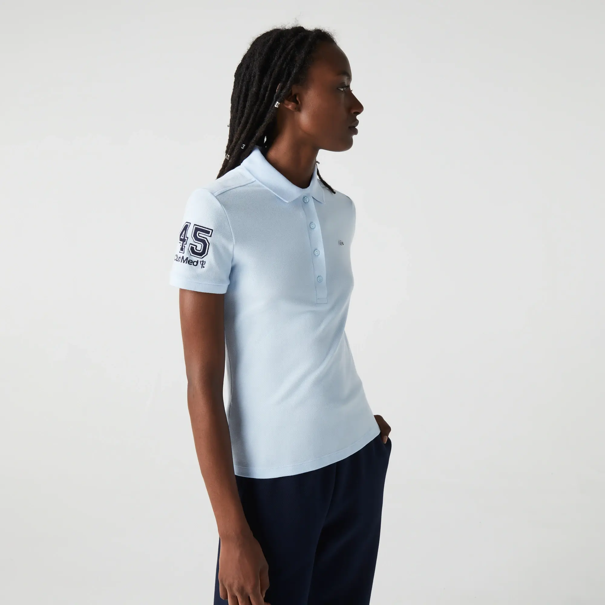 Women s Lacoste x Club Med Cotton Polo Shirt Light Blue PF8921 T01 FOOTY.COM