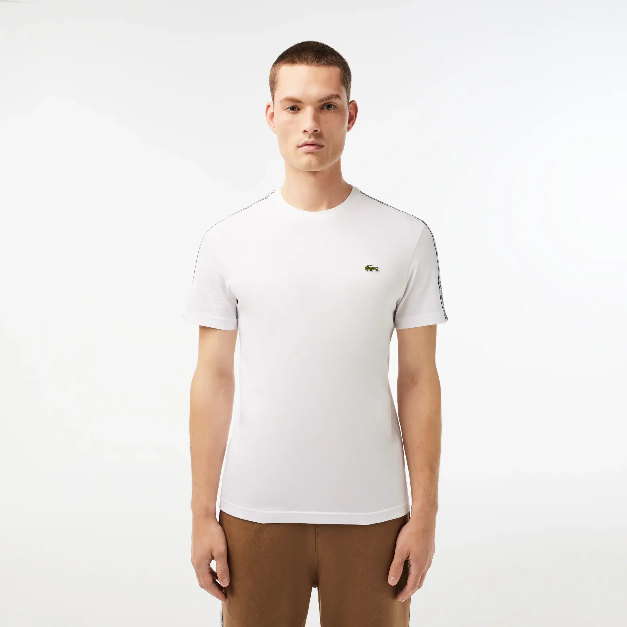 Men’s Lacoste Regular Fit Logo Stripe T-shirt - White