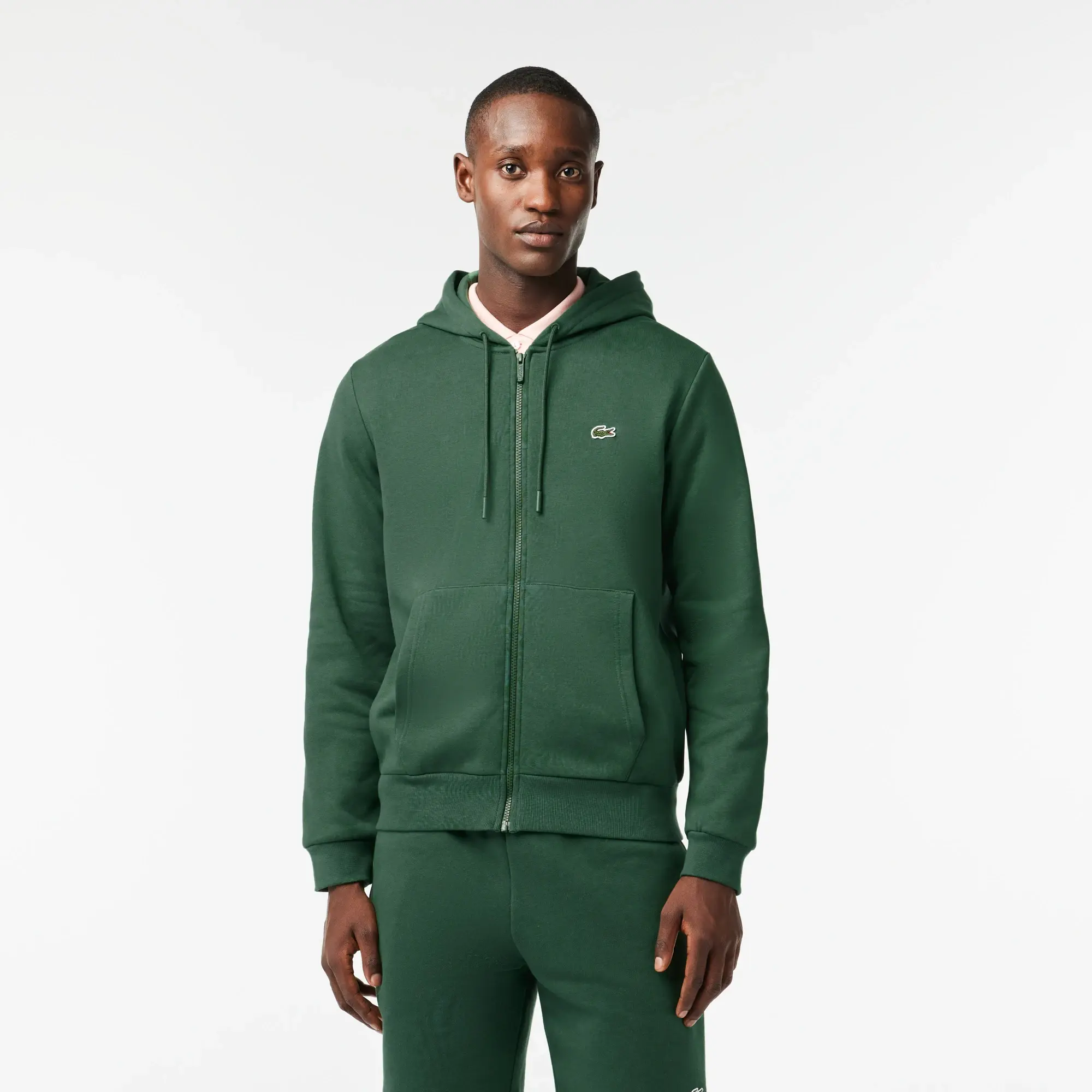 Lacoste Zip-Up Fleece Hoodie - Dark Green