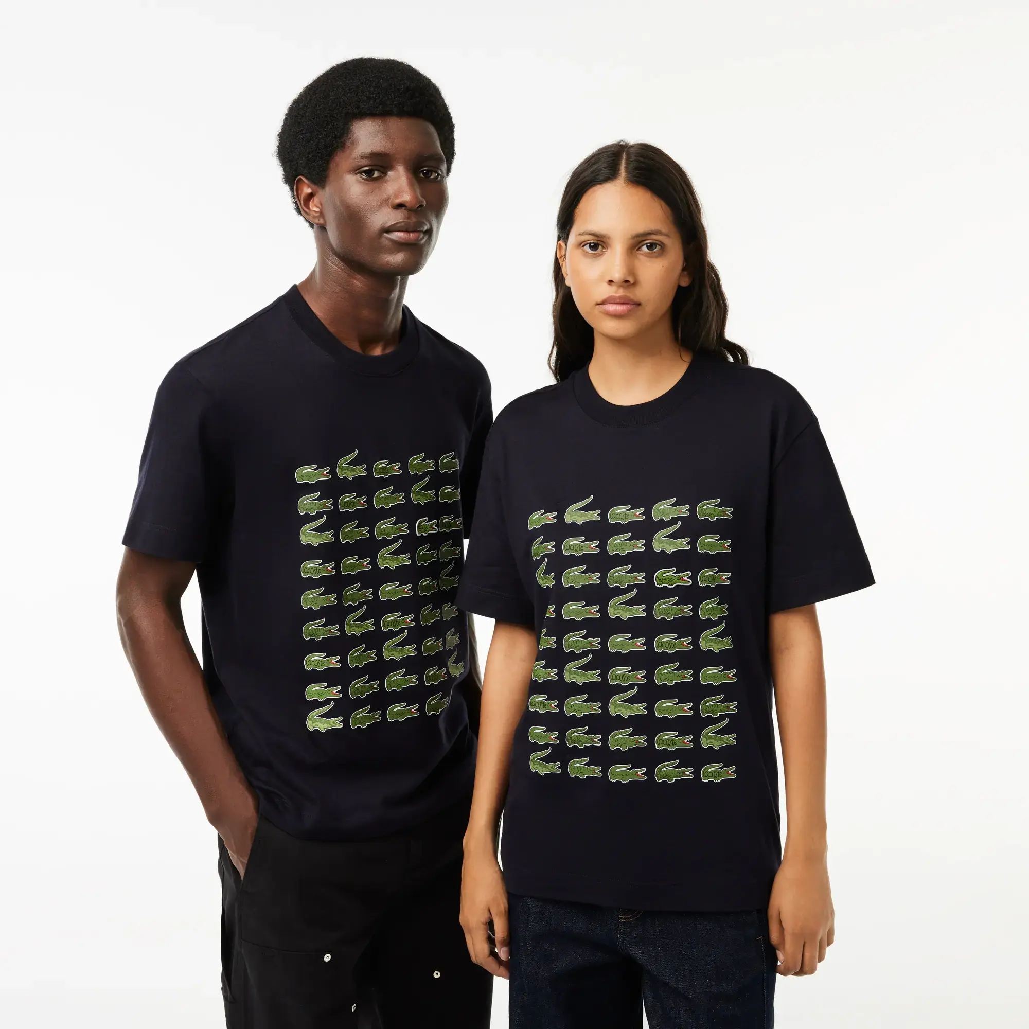 Lacoste Relaxed Fit Iconic Print T-shirt - Navy Blue
