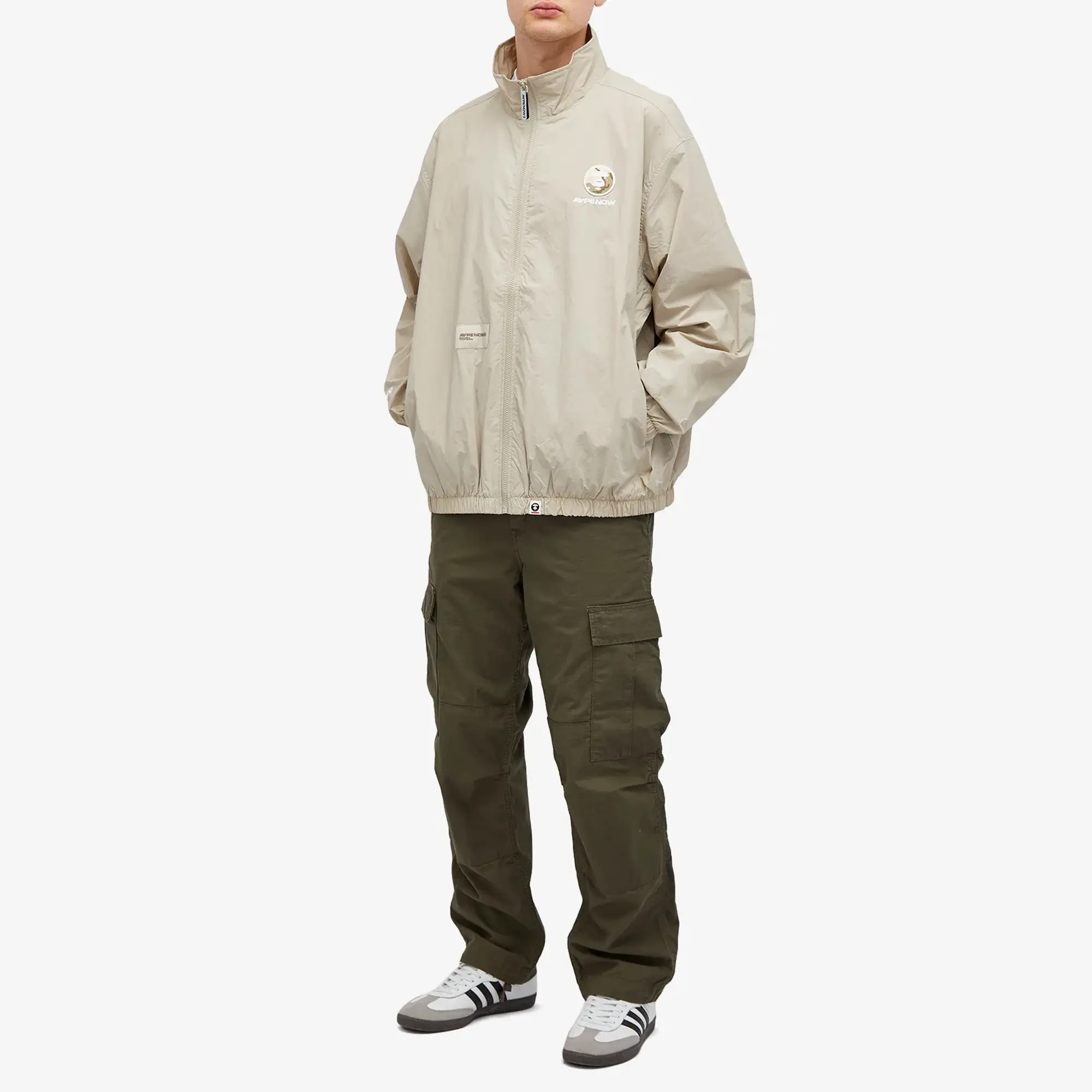 A Bathing Ape AAPE Nylon Track Jacket Beige