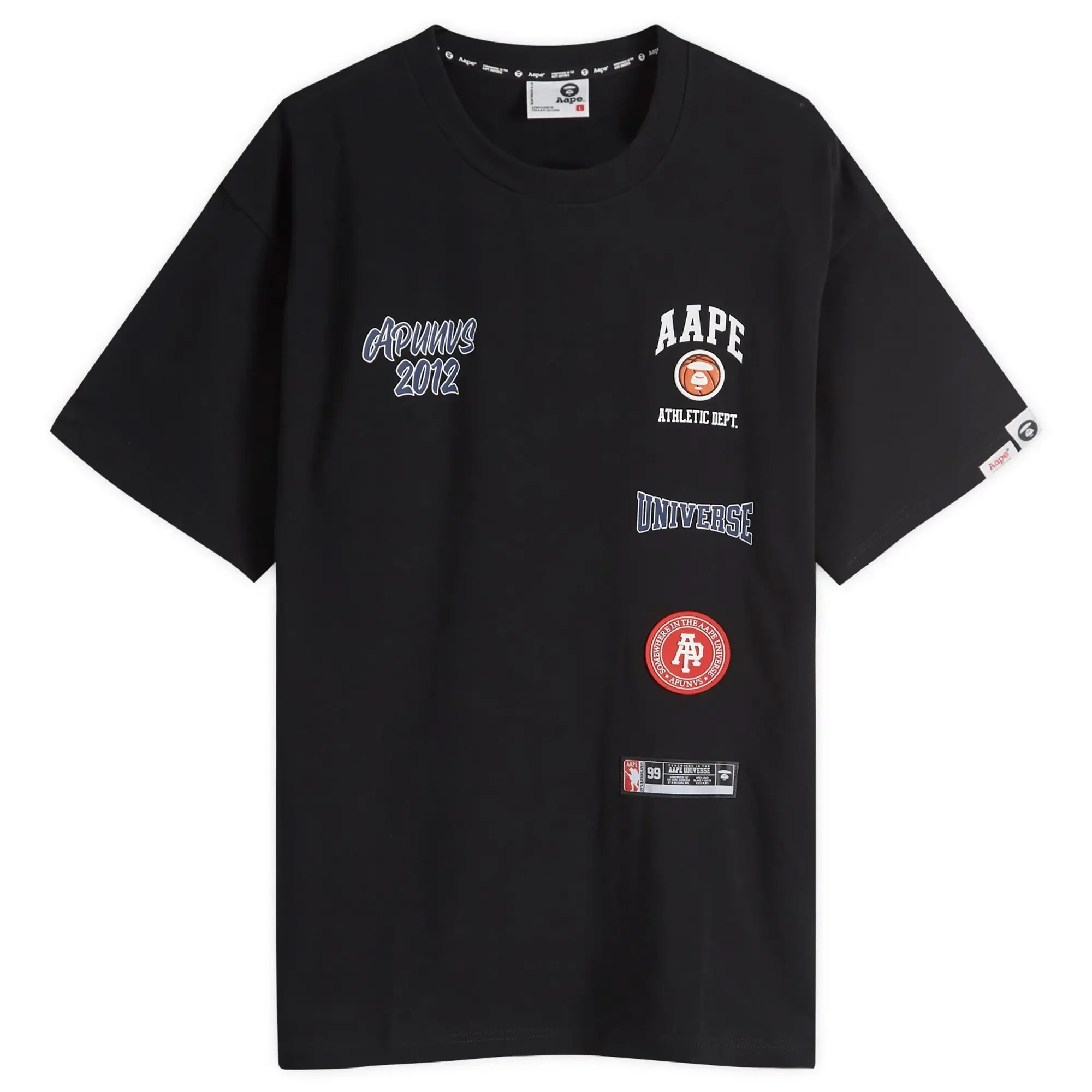 A Bathing Ape AAPE Badge Print Crew Neck T-Shirt Black