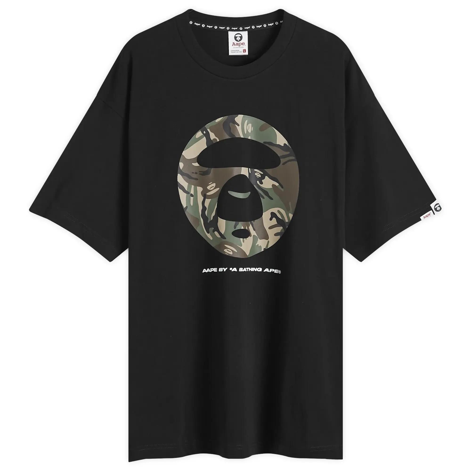 A Bathing Ape AAPE Woodland Camo Moonface T-Shirt Black