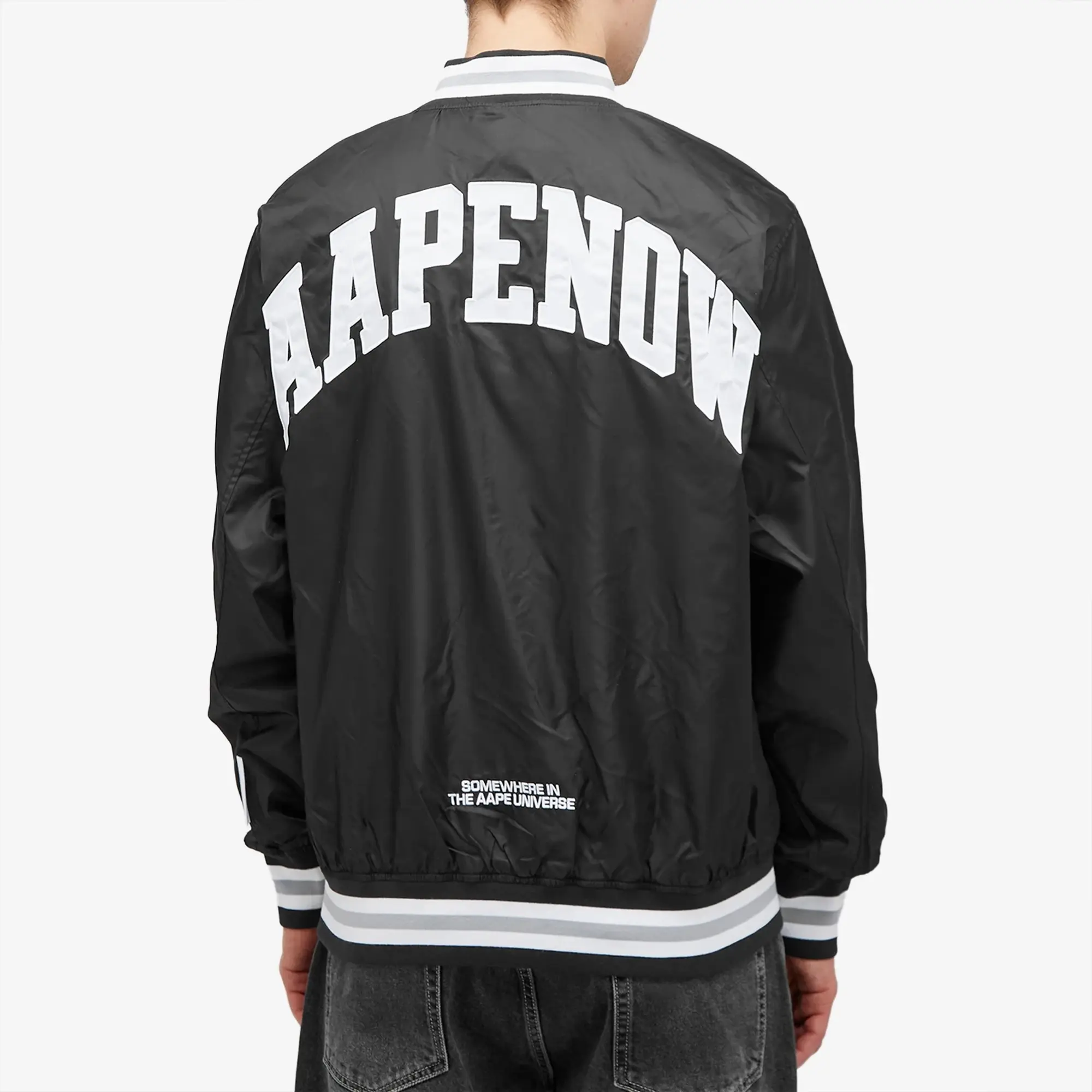 A Bathing Ape AAPE Logo Varsity Jacket Black