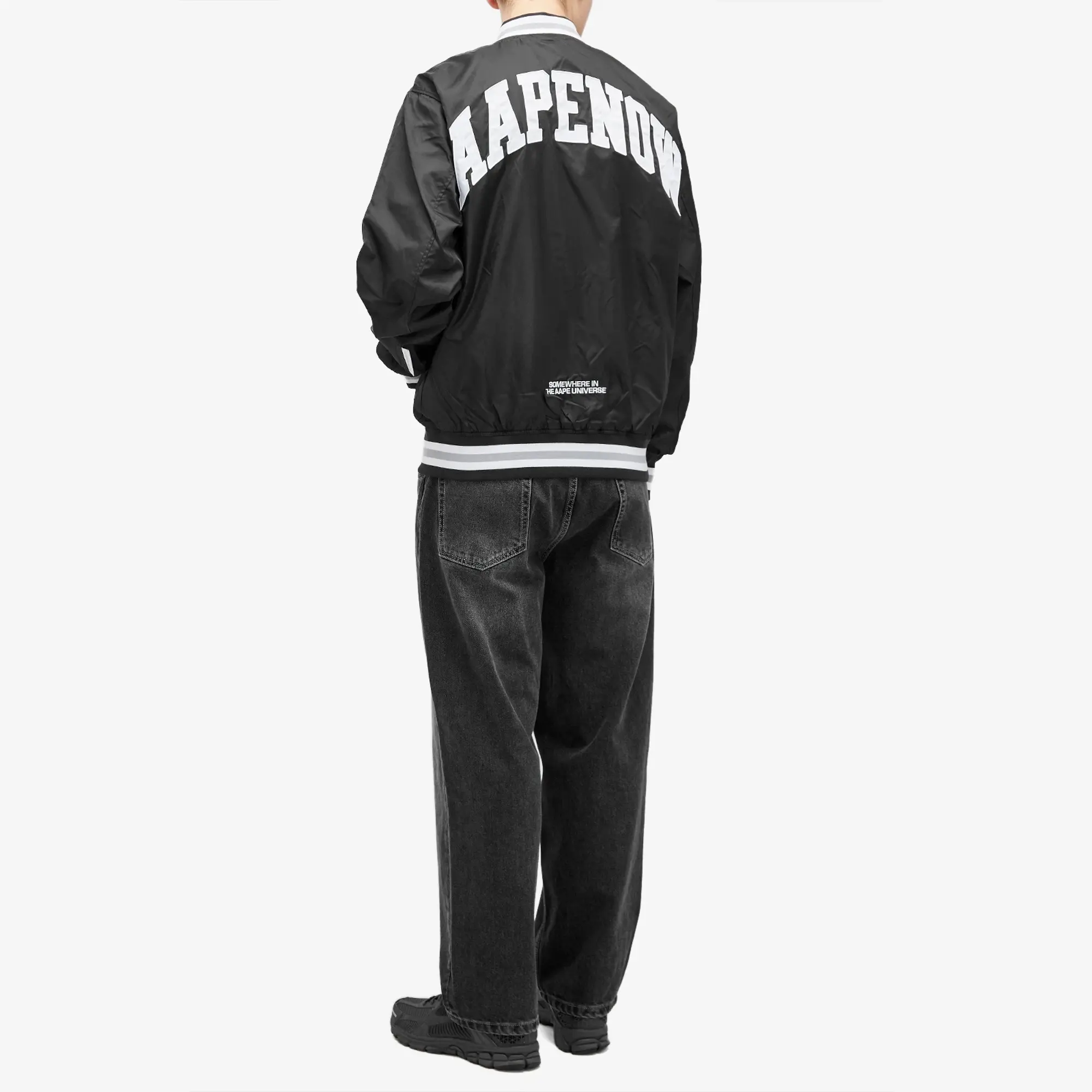 A Bathing Ape AAPE Logo Varsity Jacket Black