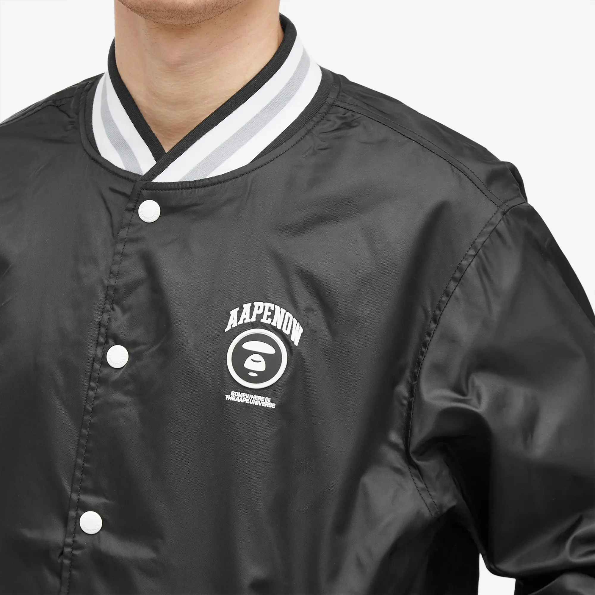 A Bathing Ape AAPE Logo Varsity Jacket Black