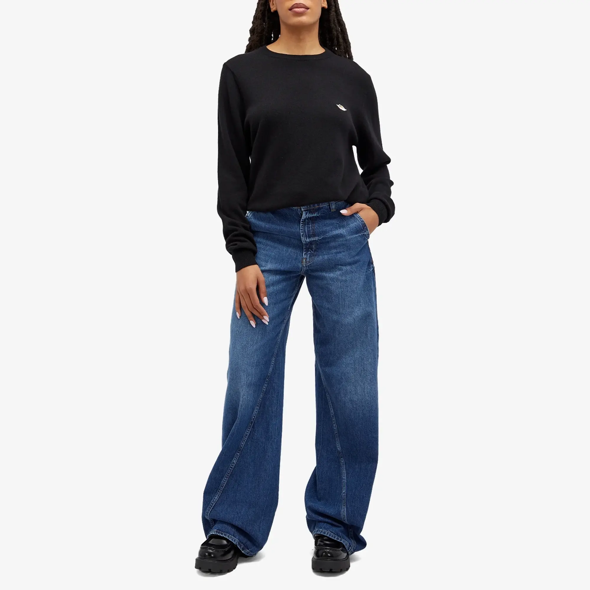 Fiorucci Women's Angel Patch Oversized Sweater Black