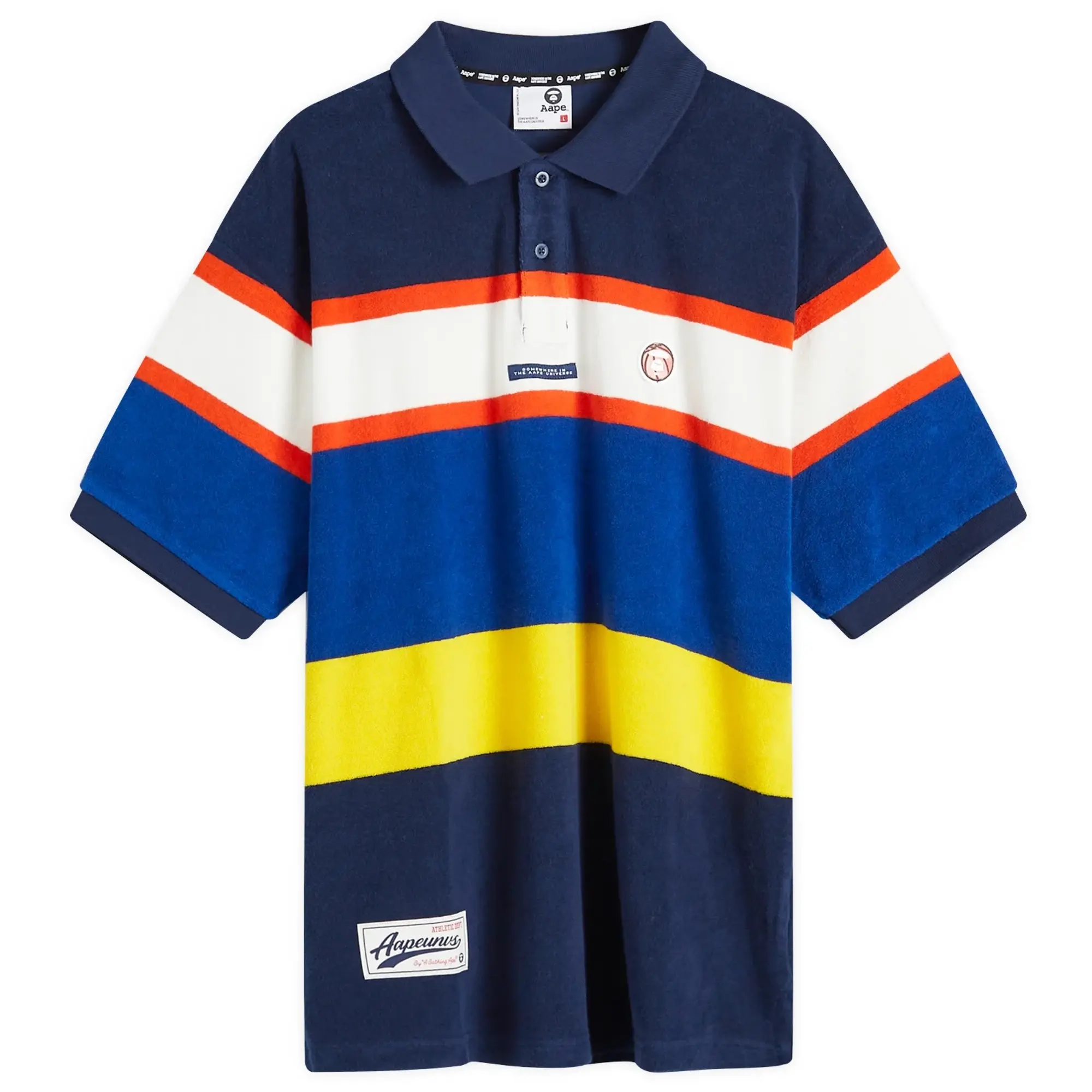 A Bathing Ape AAPE Stripe Polo Shirt Navy