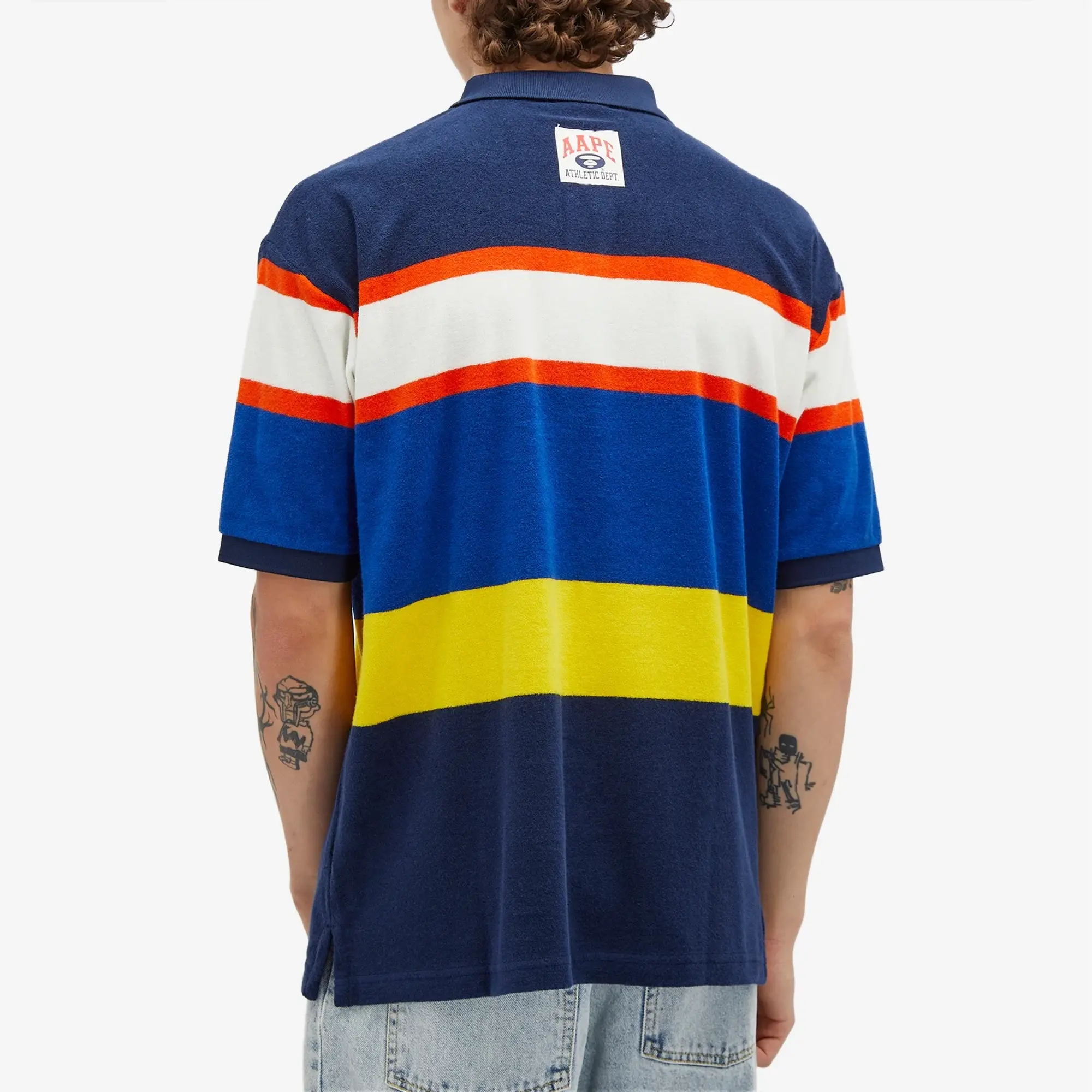 A Bathing Ape AAPE Stripe Polo Shirt Navy