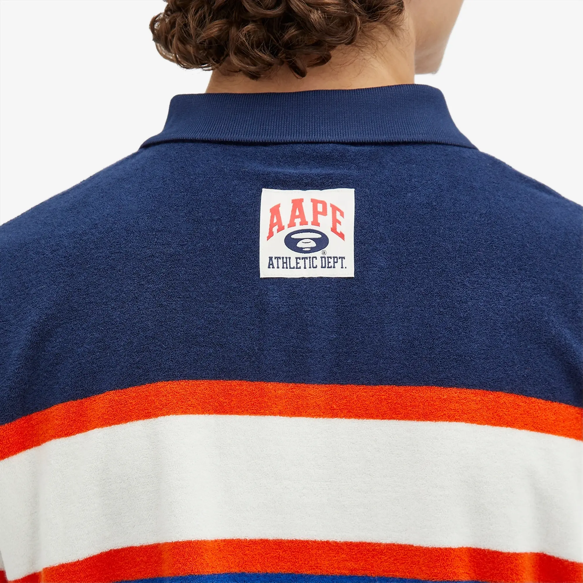 A Bathing Ape AAPE Stripe Polo Shirt Navy