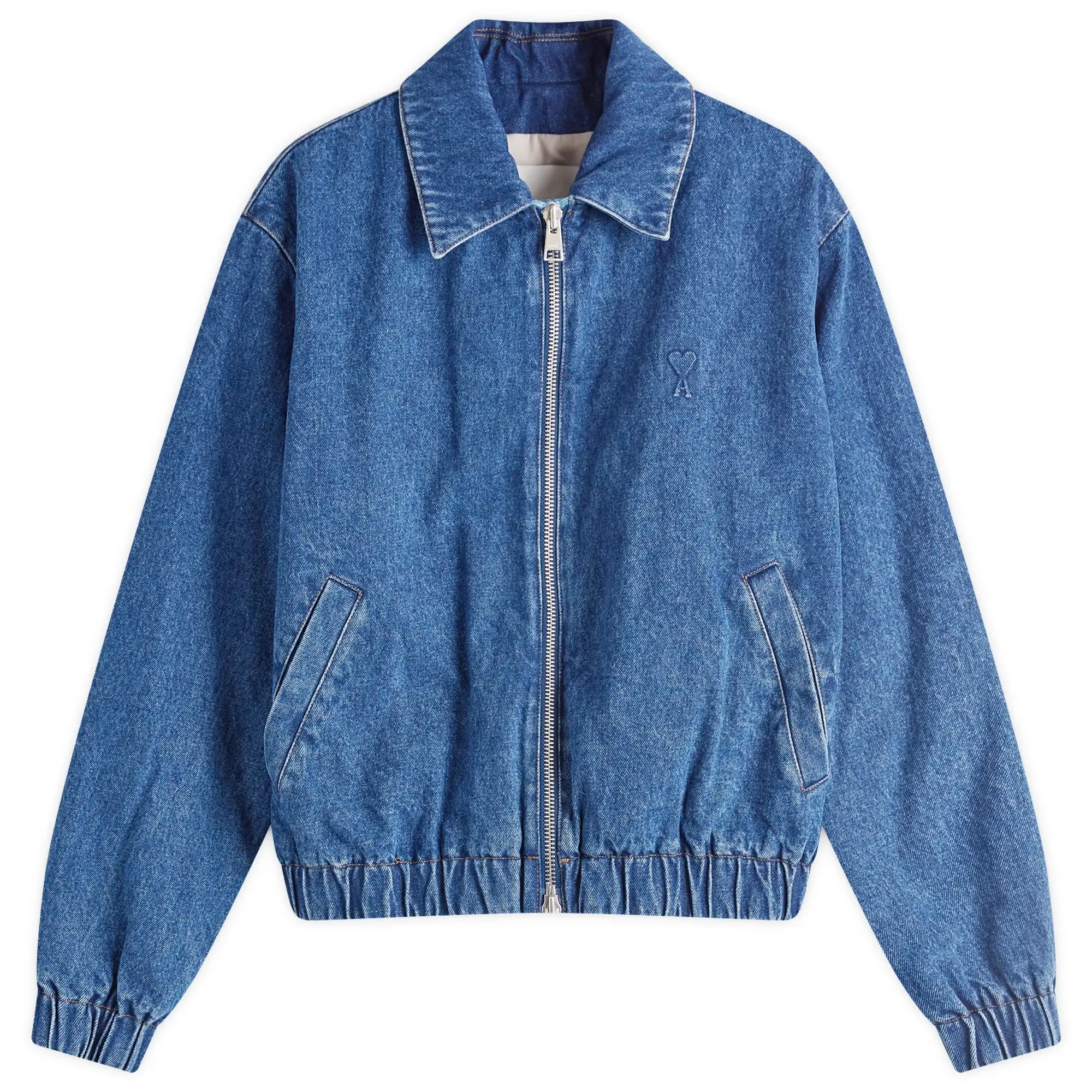 Ami Paris Blouson Zippe Ami De Coeur Men Bomber Jackets Blue