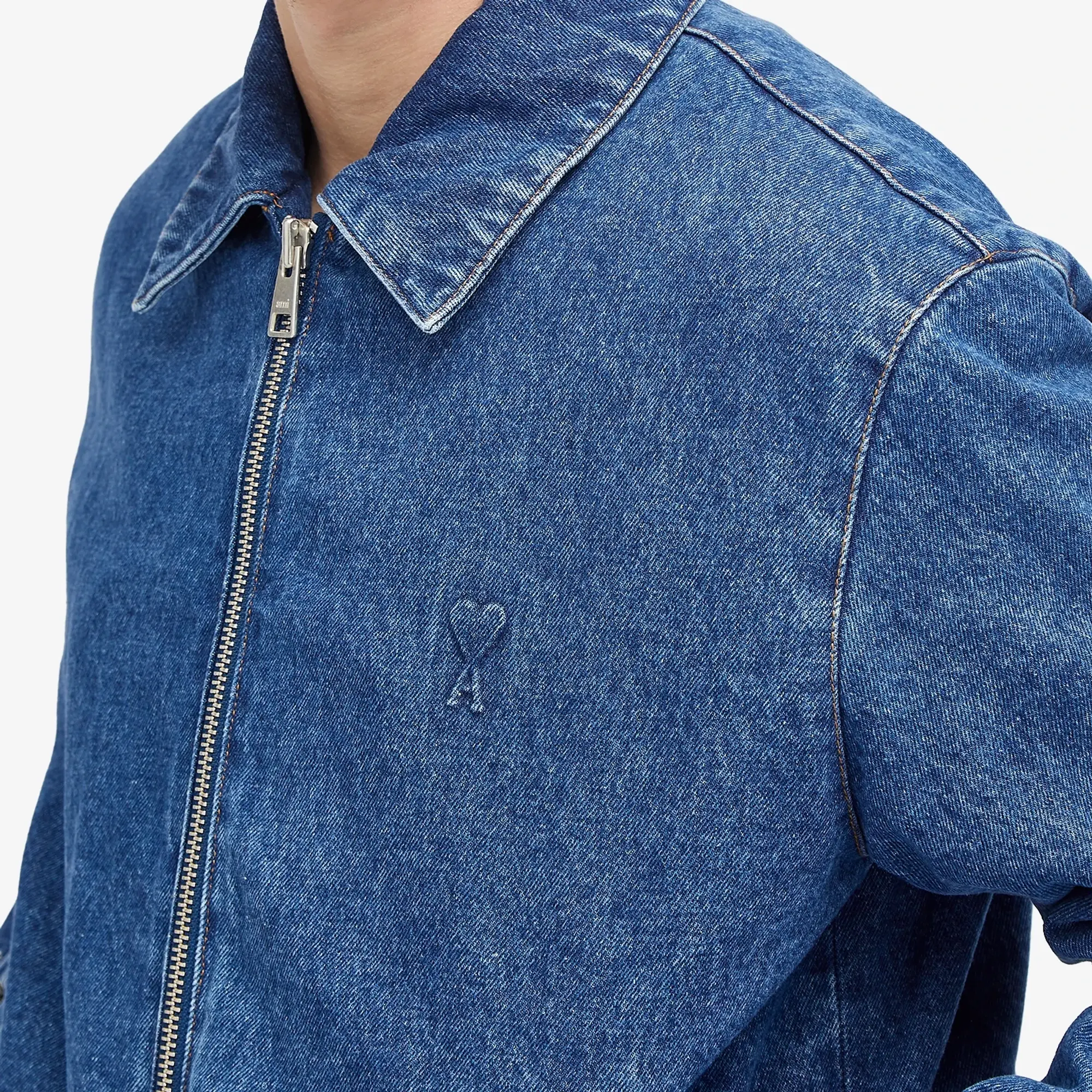 Ami Paris Blouson Zippe Ami De Coeur Men Bomber Jackets Blue