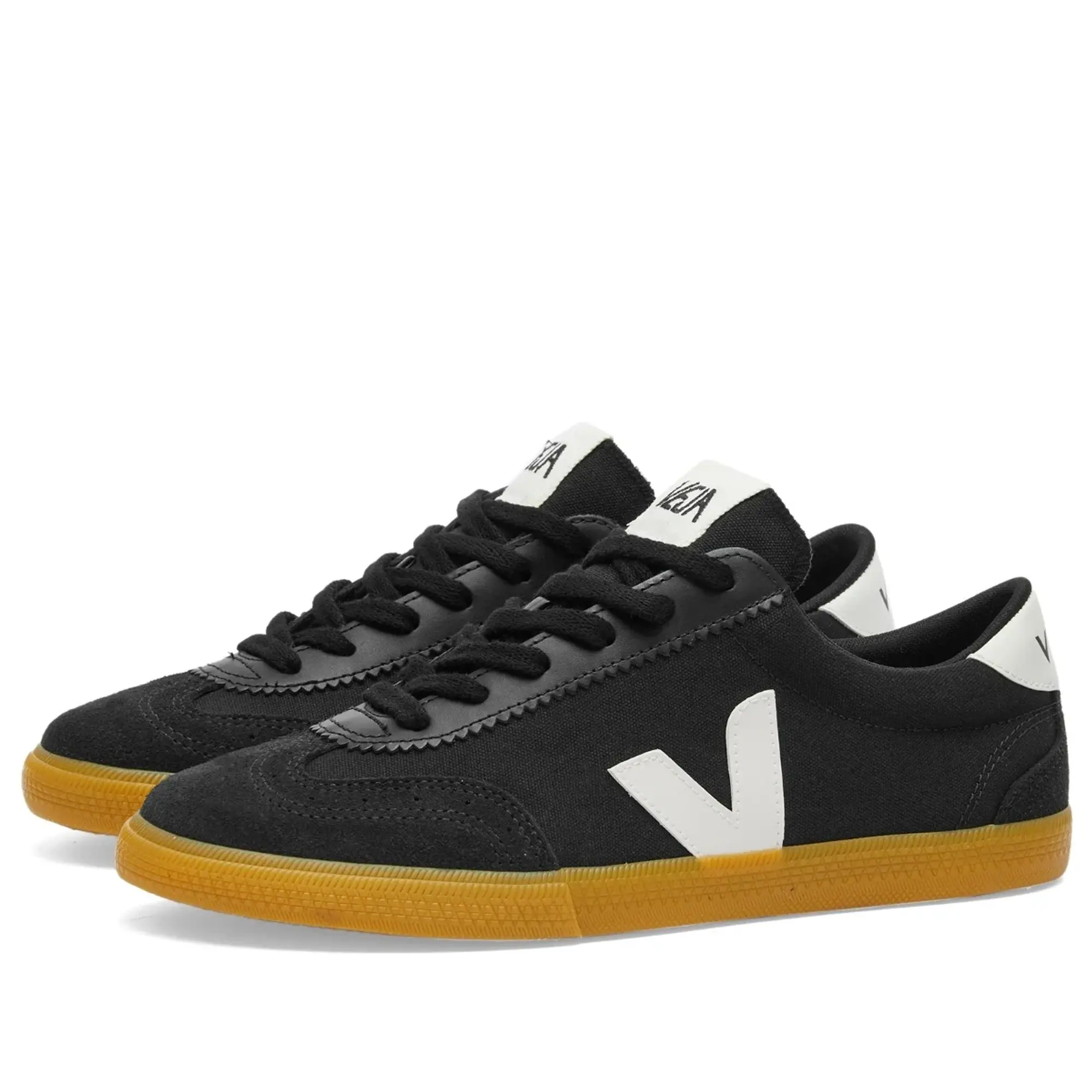 Veja Men's Volley Suede-Trimmed Cotton-Canvas Trainers